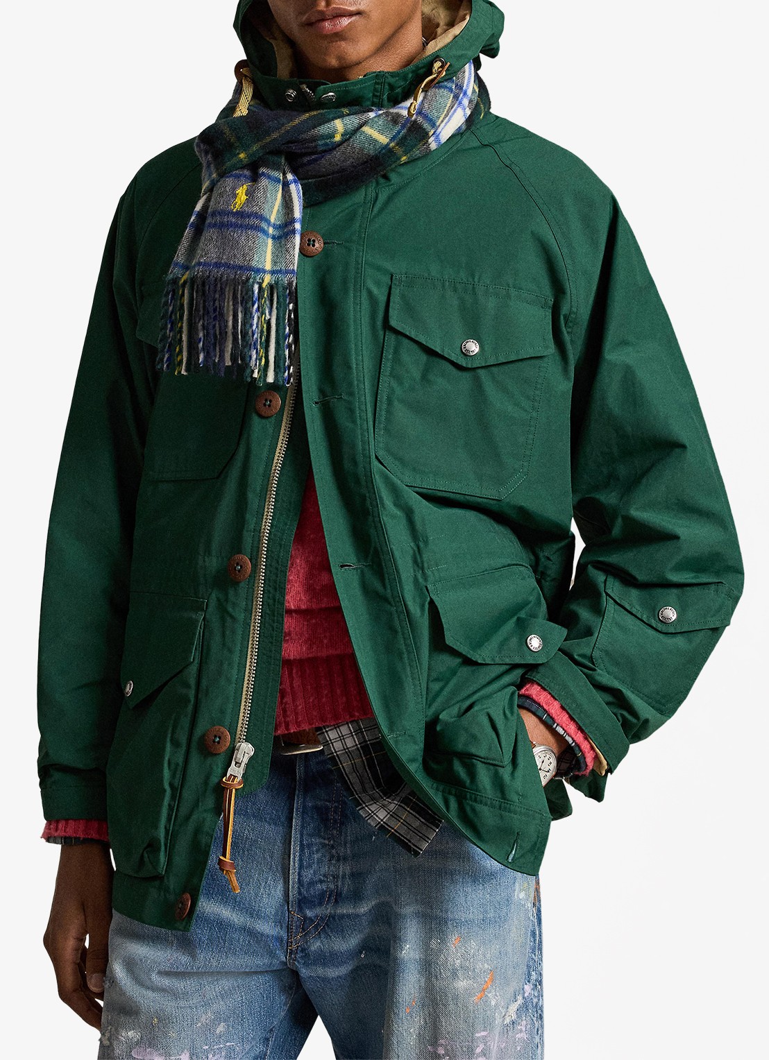 Ralph Lauren Parka met trekkoord en opgestikte zakken - voorkant 5 vintage pine-370s / groen