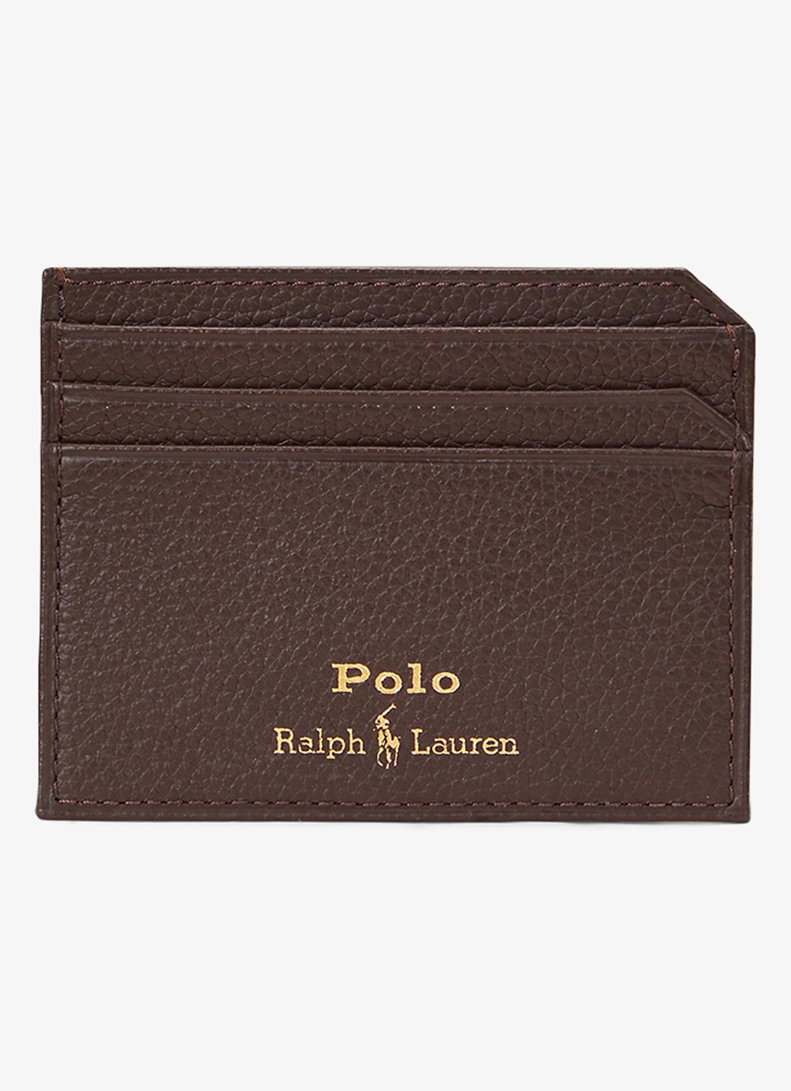 Ralph Lauren Pasjeshouder van leer met logo - voorkant dark brown / donkerbruin