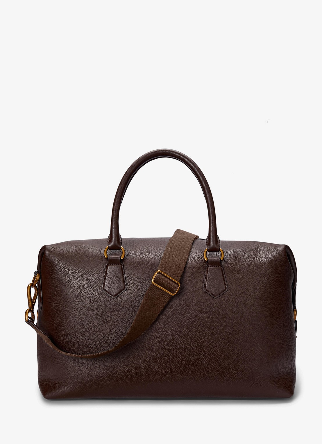 Ralph Lauren Pebbled businesstas van leer met logo - achterkant donkerbruin