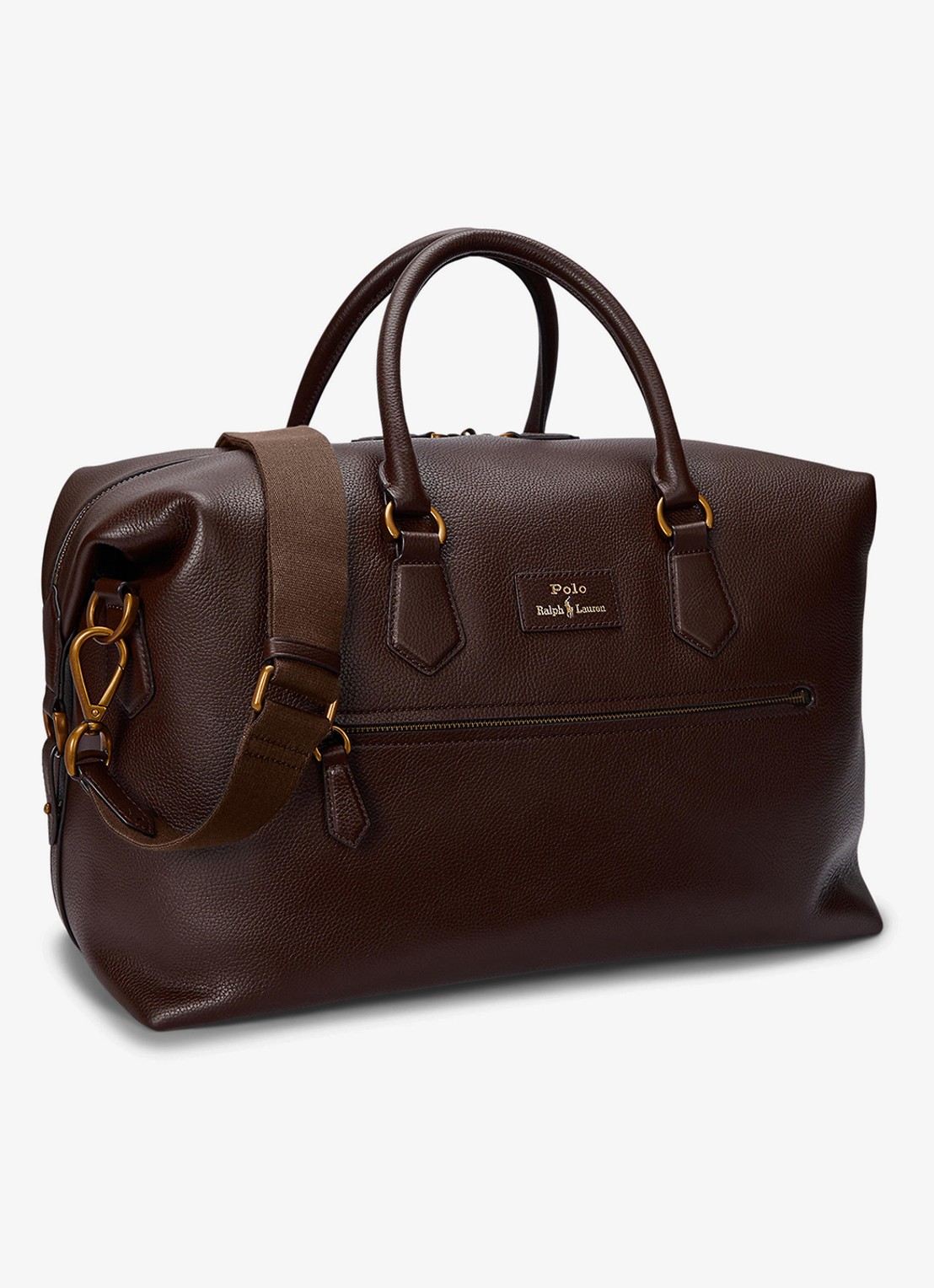 Ralph Lauren Pebbled businesstas van leer met logo - detail 2 donkerbruin
