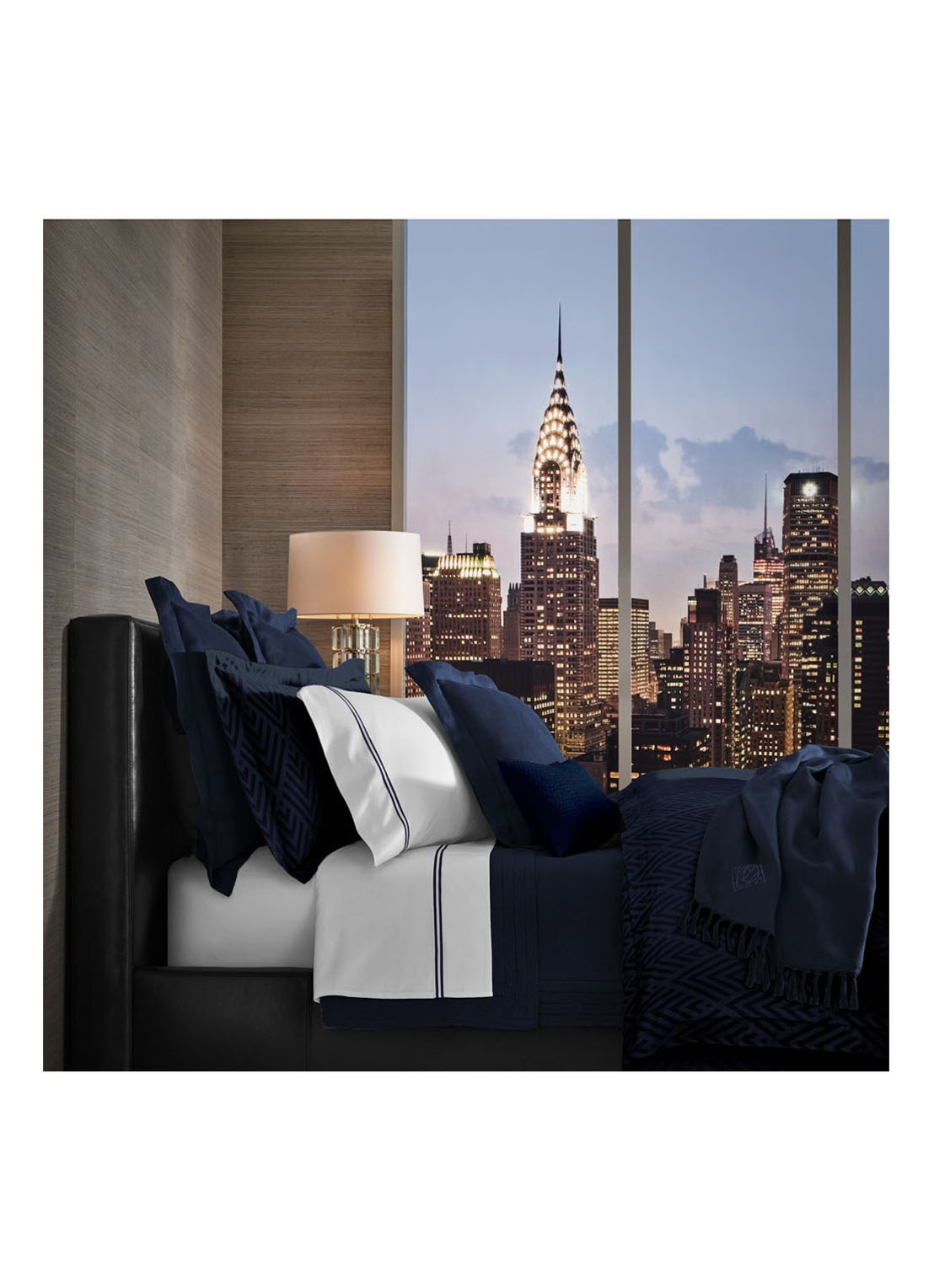 Ralph Lauren Penthouse kussensloop van katoen - voorkant 2 donkerblauw