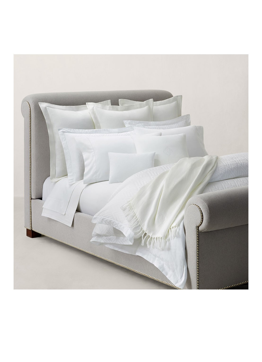 Ralph Lauren Penthouse kussensloop van katoen - voorkant 2 wit