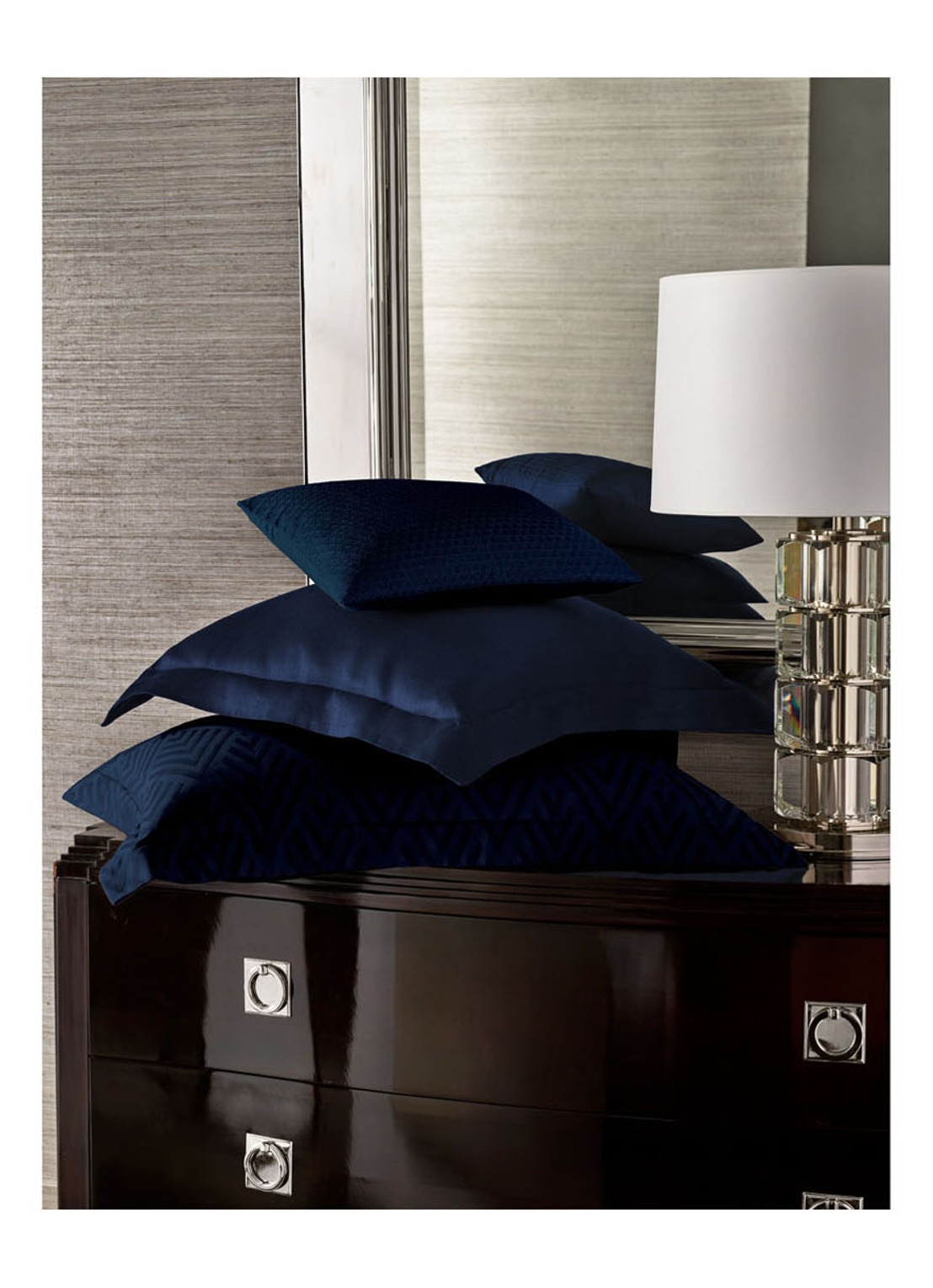 Ralph Lauren Penthouse kussensloop van katoensatijn 300TC - detail 6 donkerblauw