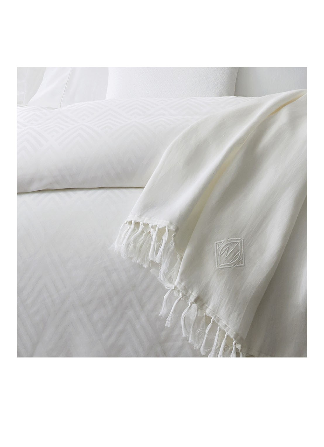 Ralph Lauren Penthouse plaid van linnensatijn 140 x 180 cm  - detail 5 wit