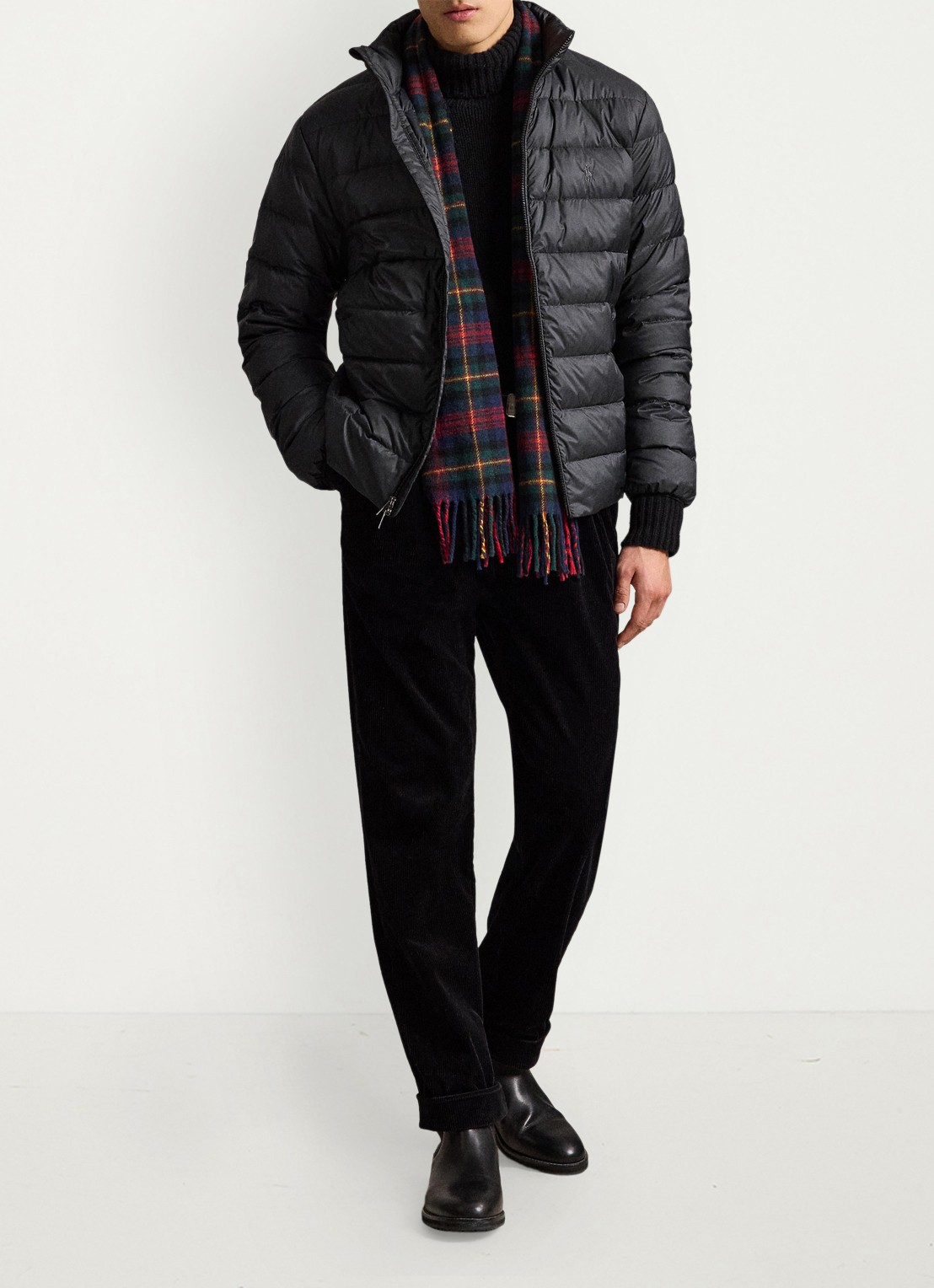 Ralph Lauren Performance gewatteerde jas met ritszakken - voorkant 2 polo black / zwart
