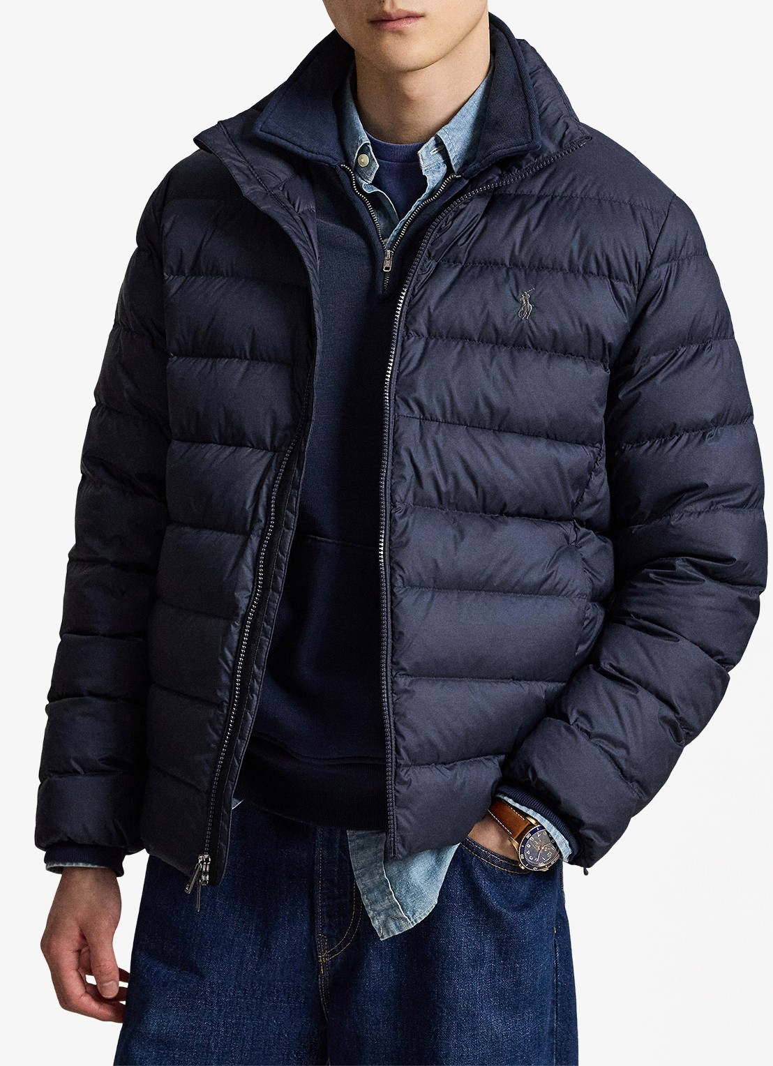 Ralph Lauren Performance gewatteerde jas met ritszakken - detail collection navy / donkerblauw