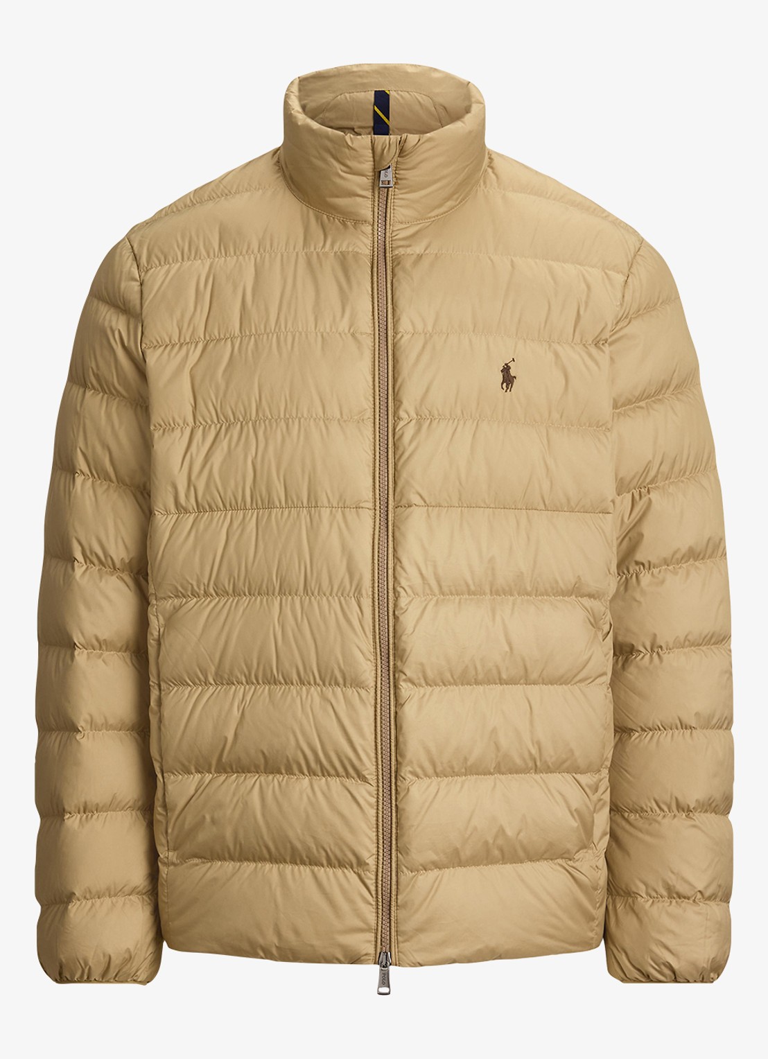 Ralph Lauren Performance gewatteerde jas met ritszakken - voorkant rl khaki  / khaki