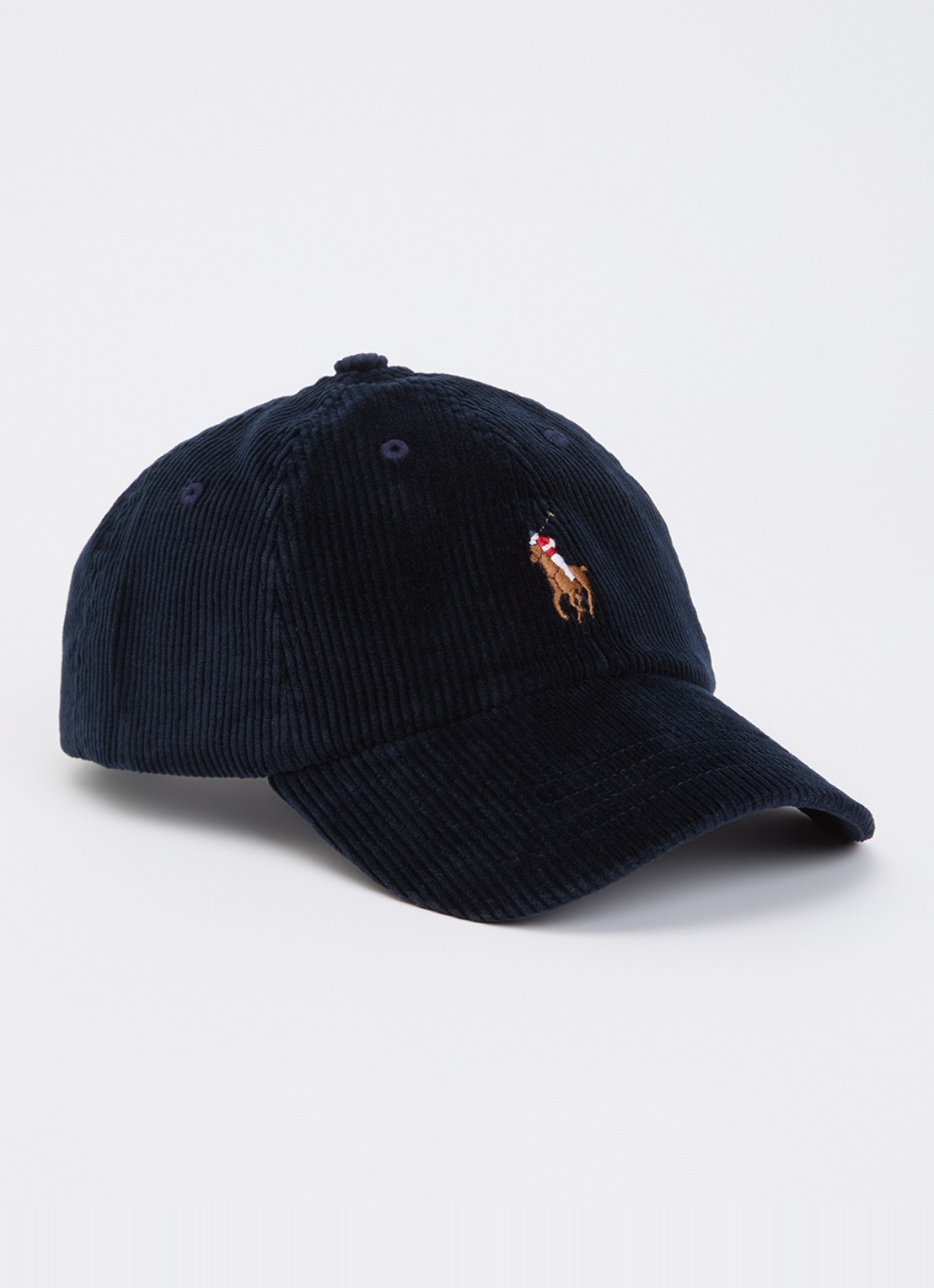 Ralph Lauren Pet van corduroy met logoborduring - voorkant 2 donkerblauw