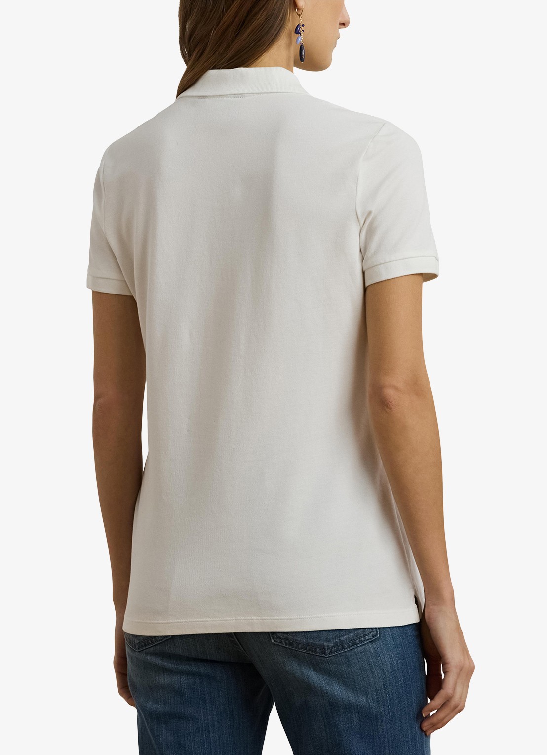 Ralph Lauren Piqúe Polo-shirt met patchwork - achterkant 3 wit