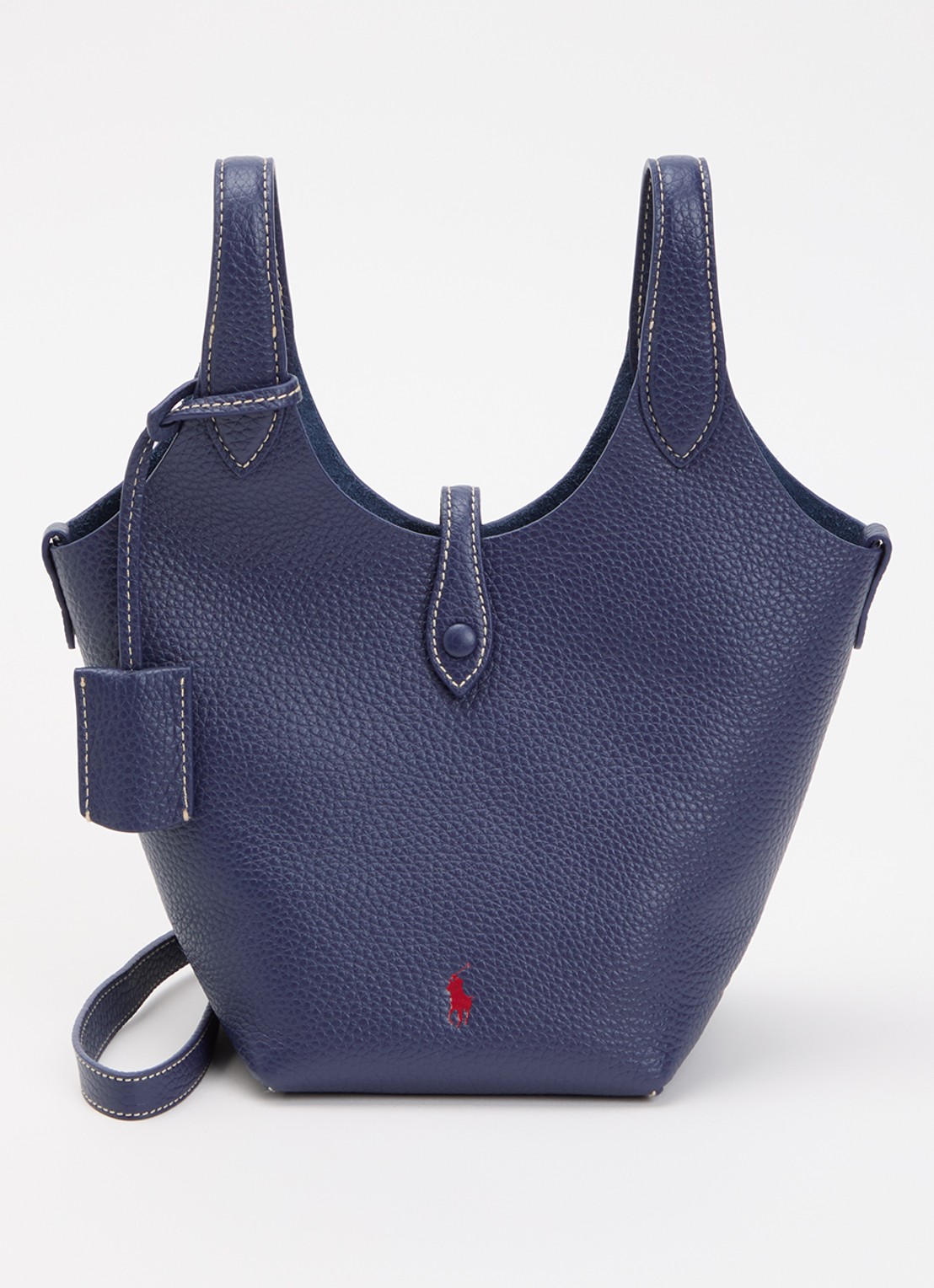 Ralph Lauren Play klein handtas van leer met afneembare schouderriem - voorkant 2 kobaltblauw