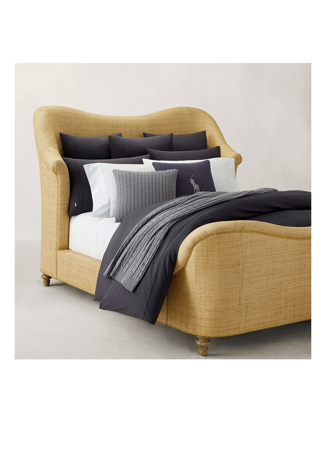 Ralph Lauren Player kussensloop van katoen perkal 2-pack - voorkant 2 antraciet