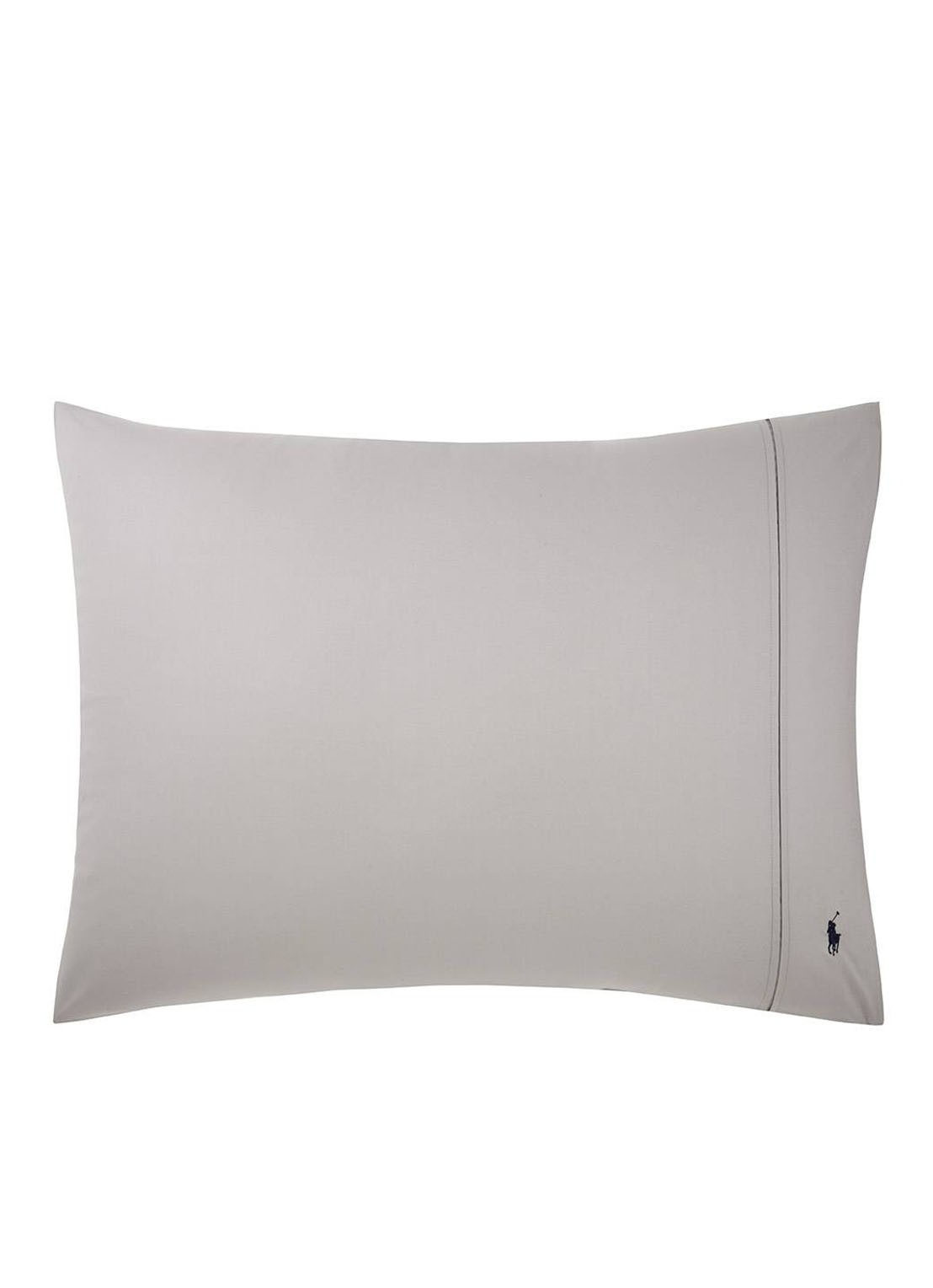 Ralph Lauren Player kussensloop van katoen perkal 2-pack - voorkant lichtgrijs