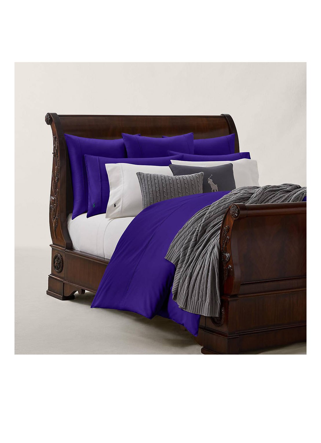 Ralph Lauren Player kussensloop van katoen perkal 2-pack - detail 8 paars