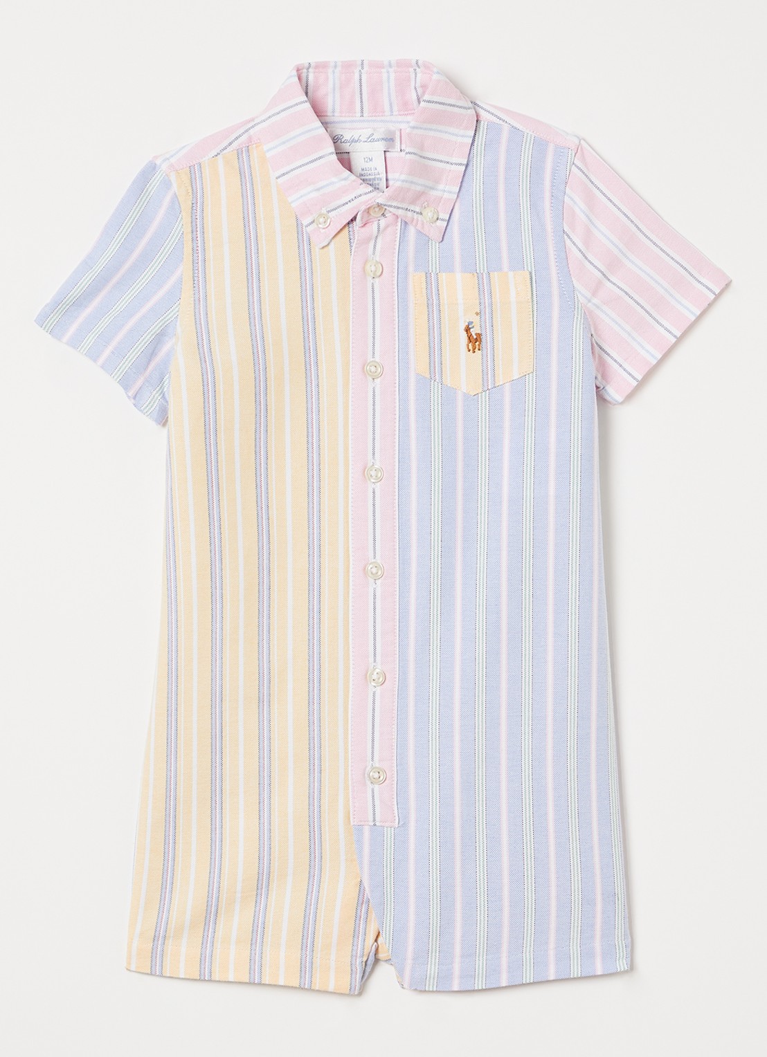 Ralph Lauren Playsuit met streepprint - voorkant blauw