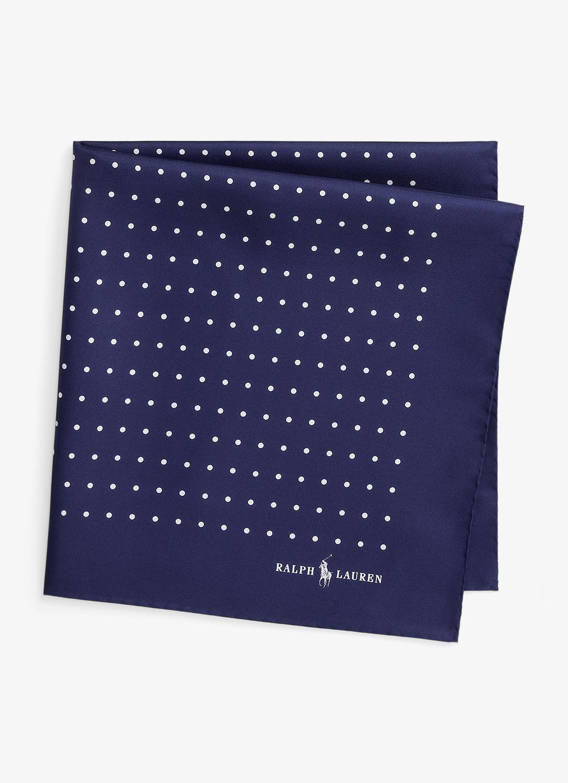 Ralph Lauren Pochet van zijde met stippenprint - voorkant navy / donkerblauw