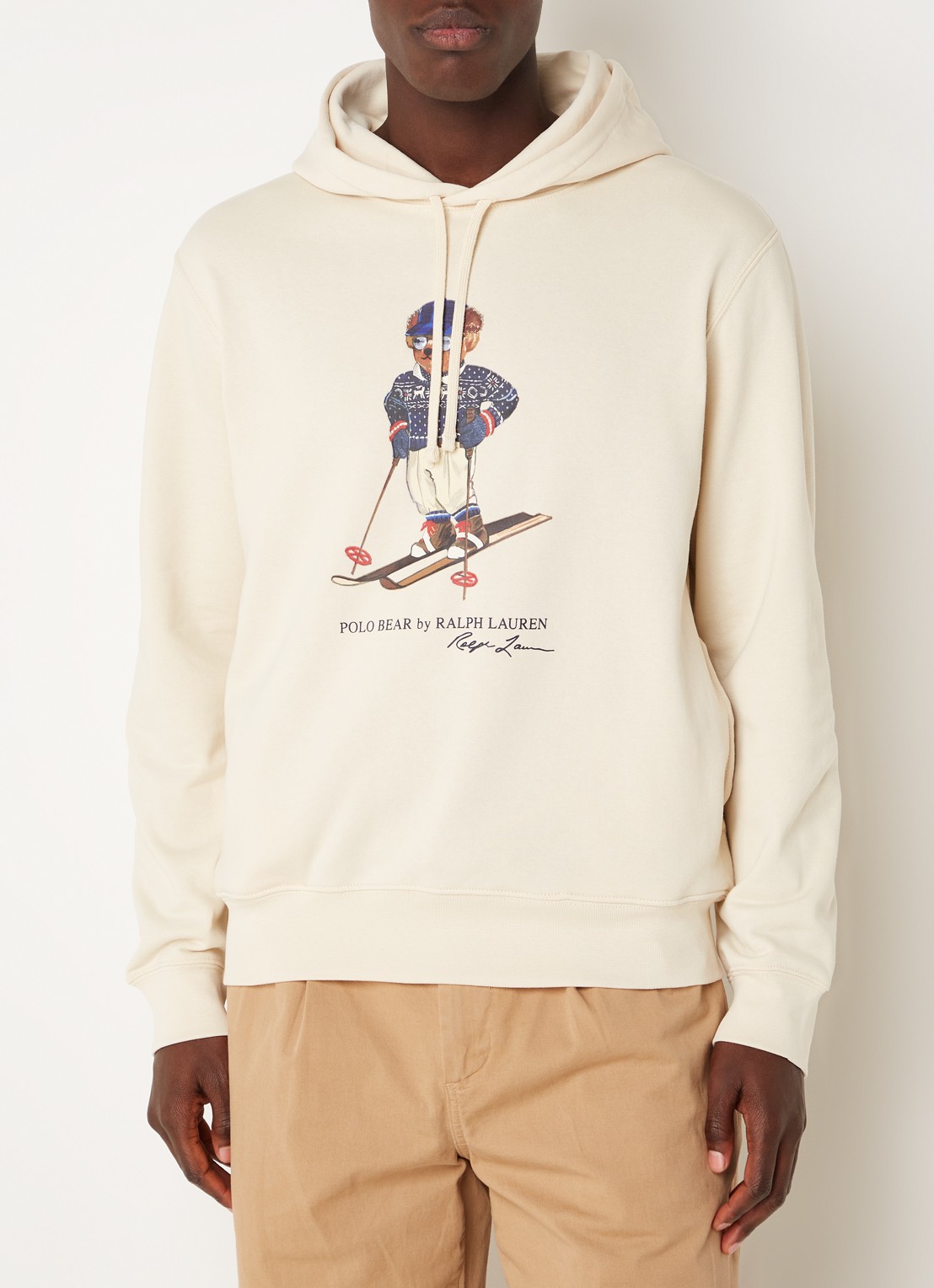 Ralph Lauren Polo Bear hoodie met frontprint - detail 3 winter cream - ski bear / beige