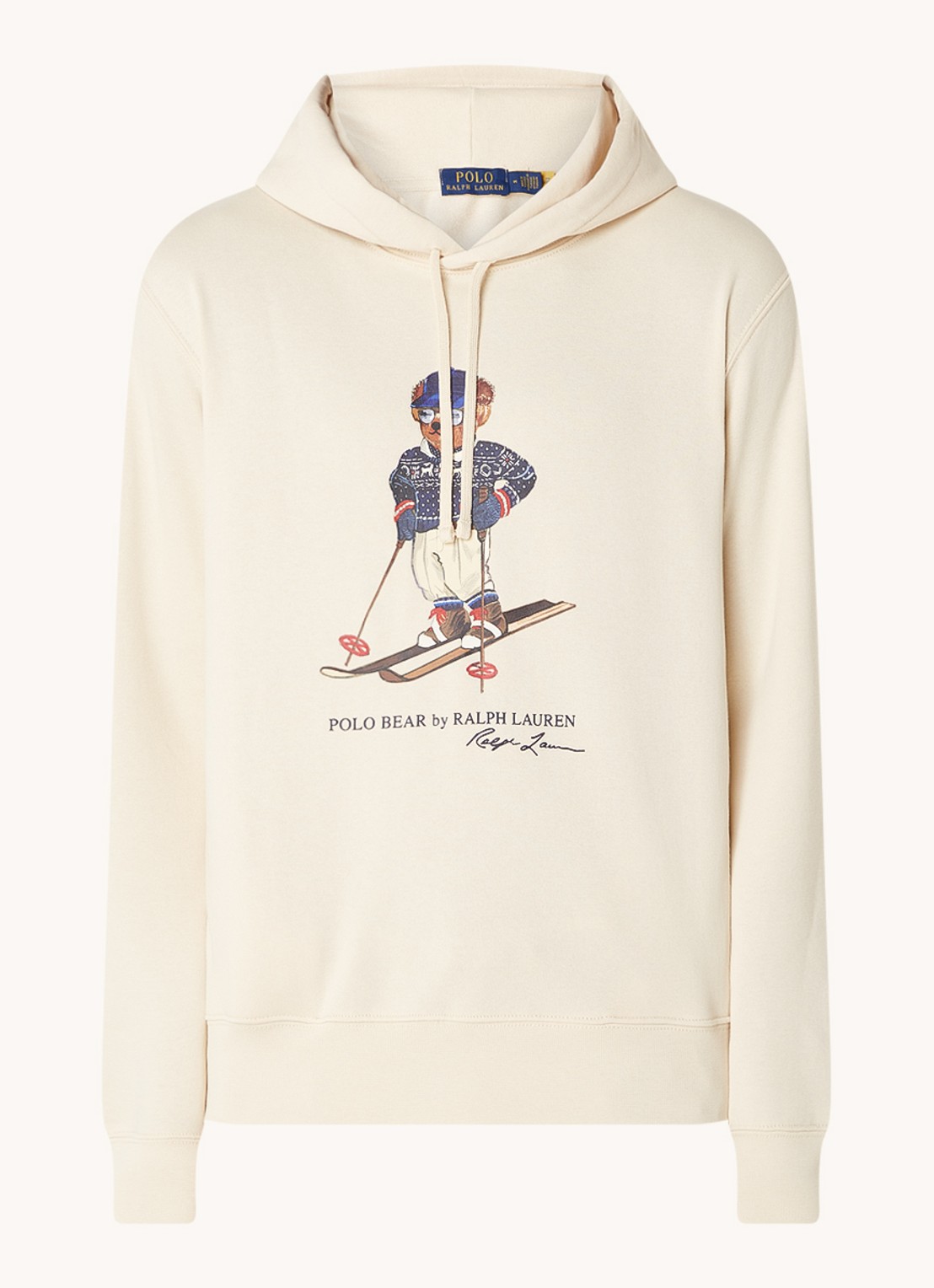 Ralph Lauren Polo Bear hoodie met frontprint - voorkant winter cream - ski bear / beige