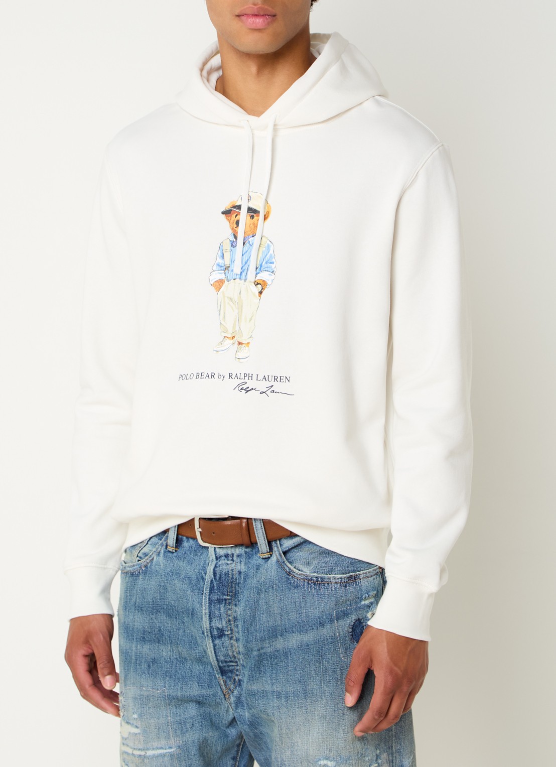 Ralph Lauren Polo Bear hoodie met frontprint - detail 4 gebroken wit