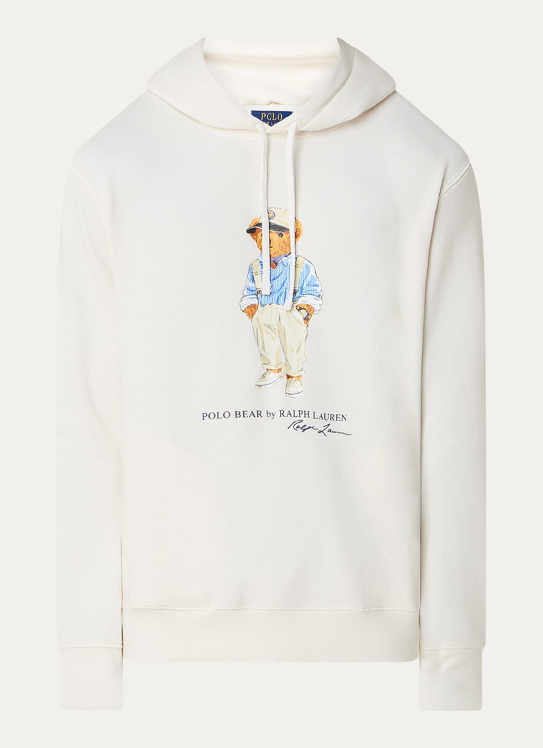 Ralph Lauren Polo Bear hoodie met frontprint - voorkant 2 gebroken wit