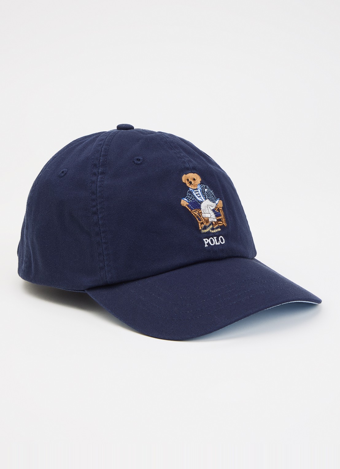 Ralph Lauren Polo Bear pet met logoborduring en details van leer - voorkant donkerblauw
