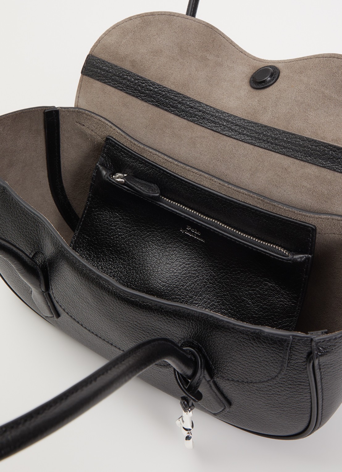 Ralph Lauren Polo Blaze Small schoudertas van leer met tasbedel - detail zwart