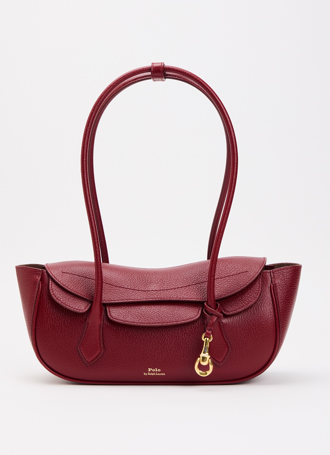 Ralph Lauren Polo Blaze Small schoudertas van leer met tasbedel - voorkant 4 kersenrood