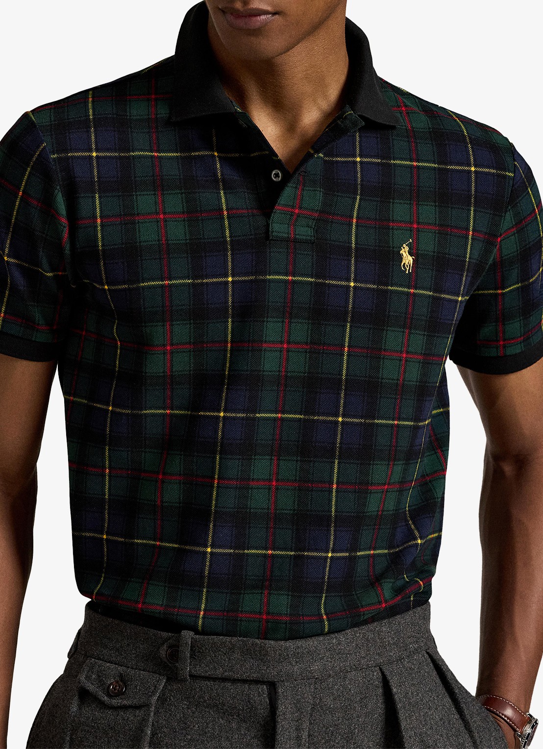 Ralph Lauren Polo met ruitdessin en logoborduring  - detail 2 groen