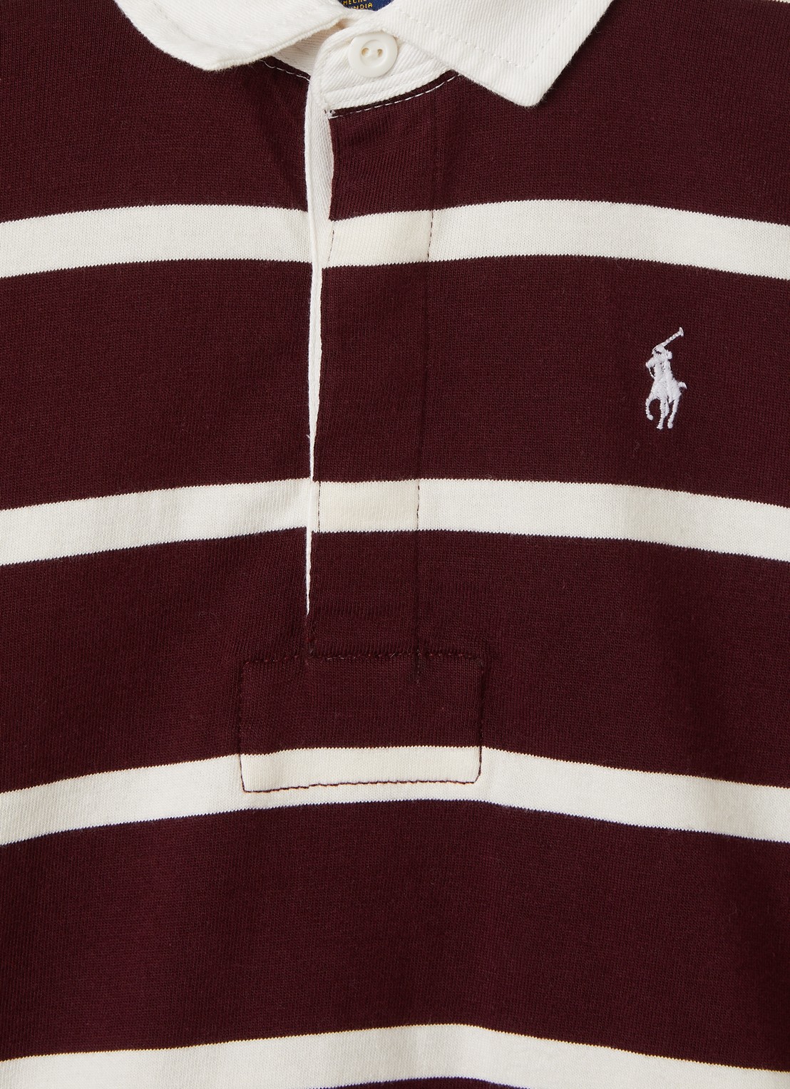 Ralph Lauren Polo met streepprint - detail bordeauxrood