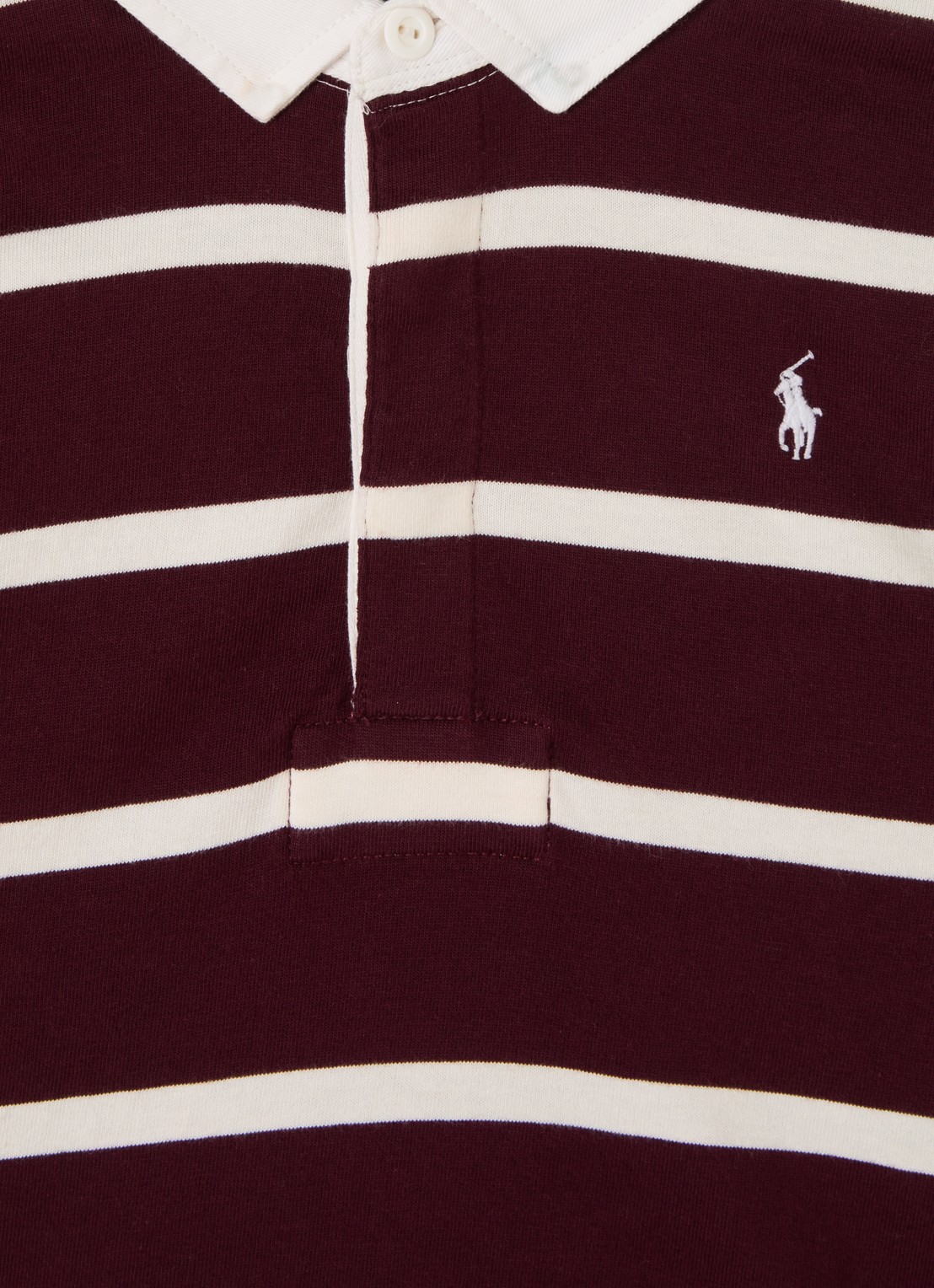 Ralph Lauren Polo met streepprint - detail 2 bordeauxrood