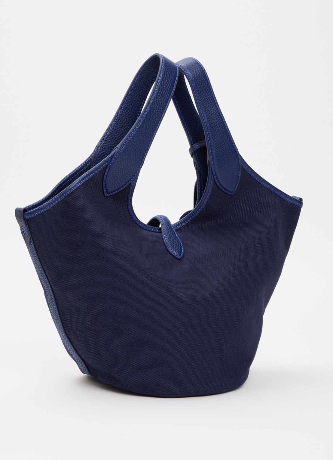 Ralph Lauren Polo Play Medium handtas van canvas met details van leer  - achterkant donkerblauw