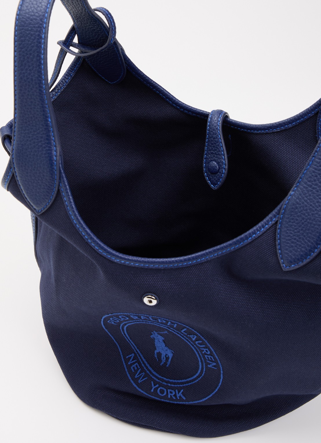 Ralph Lauren Polo Play Medium handtas van canvas met details van leer  - detail 2 donkerblauw