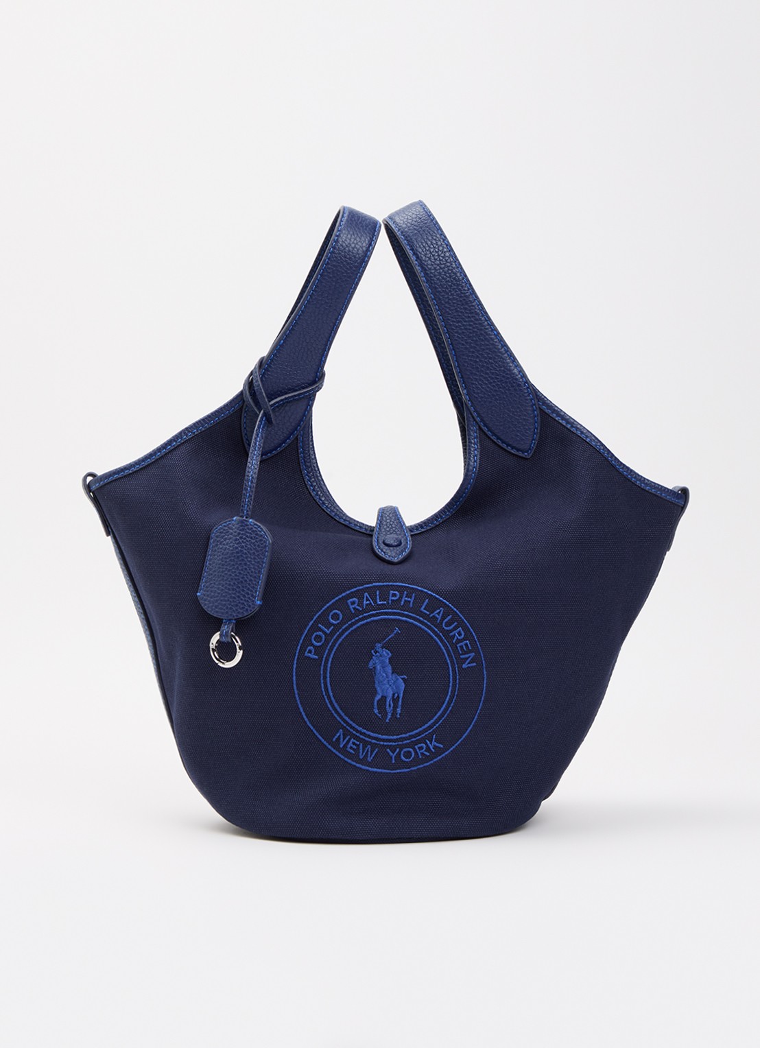 Ralph Lauren Polo Play Medium handtas van canvas met details van leer  - voorkant 5 donkerblauw