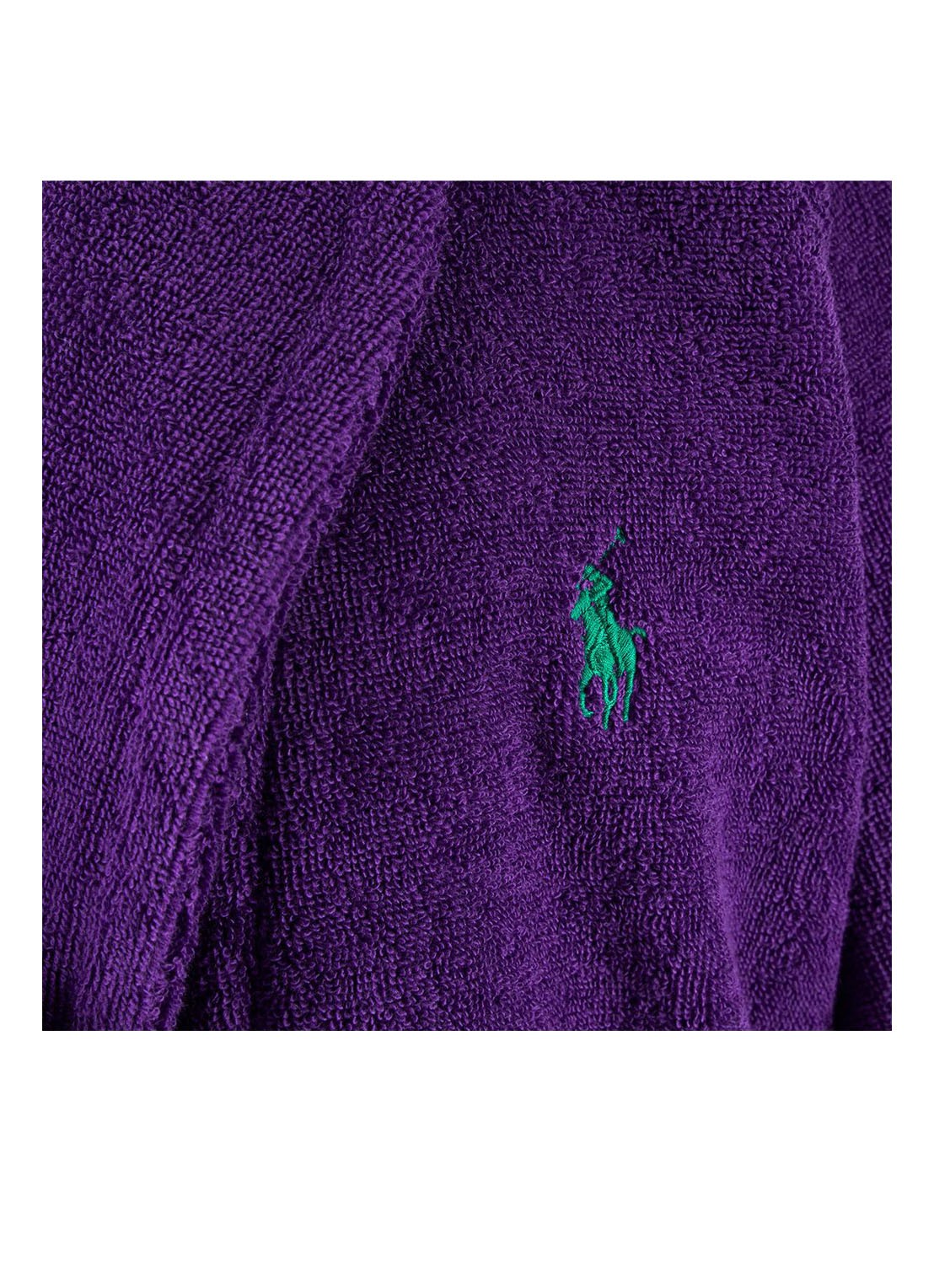 Ralph Lauren Polo Player badjas - unisex - voorkant 2 paars