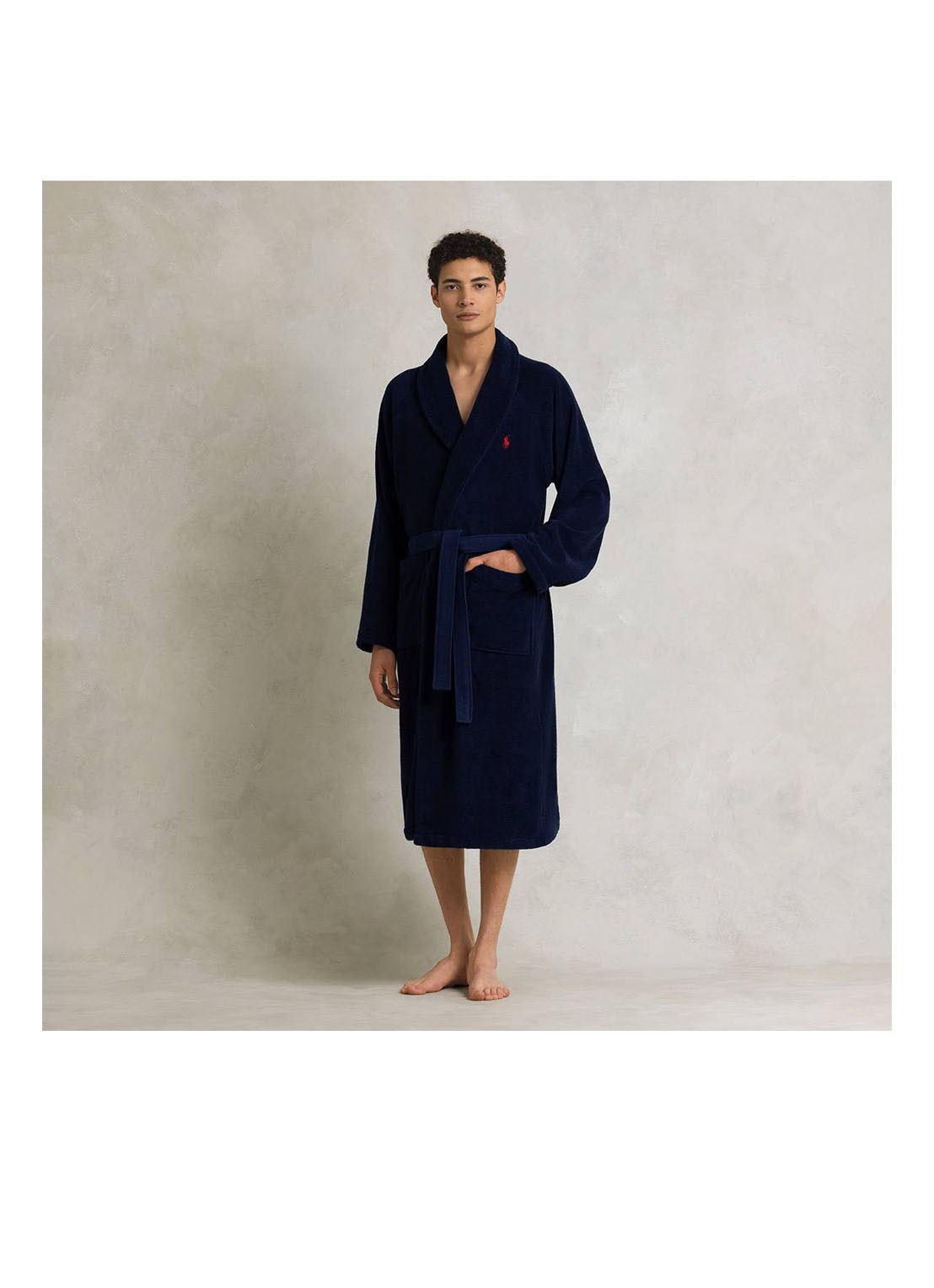 Ralph Lauren Polo Player badjas - unisex - detail 2 donkerblauw