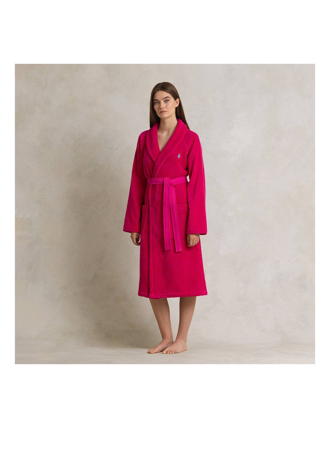 Ralph Lauren Polo Player badjas - unisex - detail 2 fuchsia