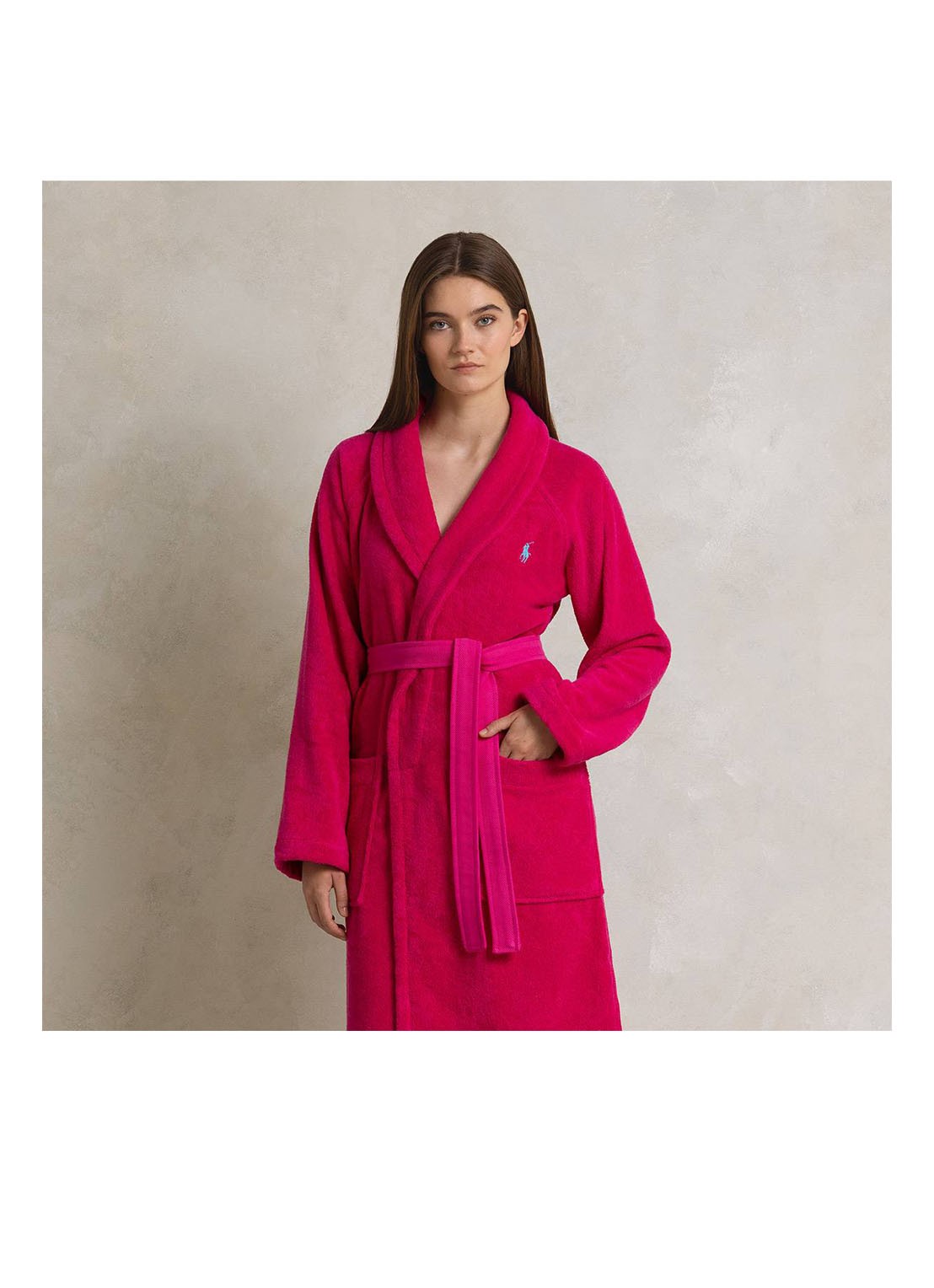 Ralph Lauren Polo Player badjas - unisex - detail 3 fuchsia