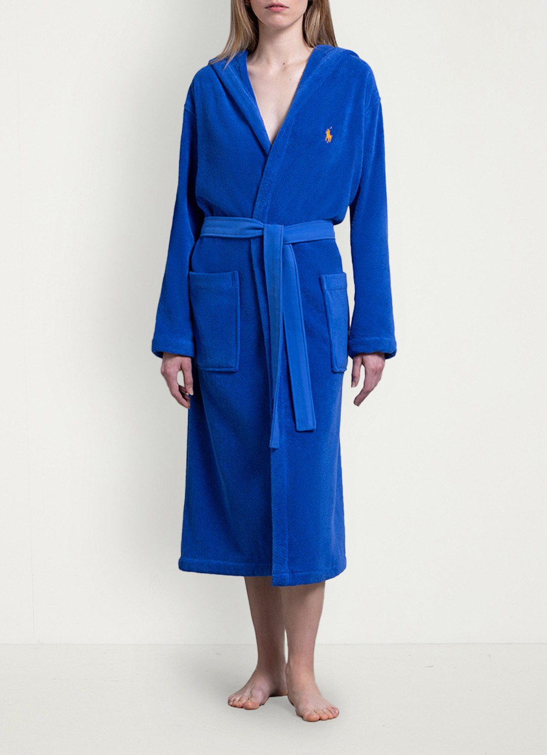Ralph Lauren Polo Player badjas - unisex - detail 4 kobaltblauw
