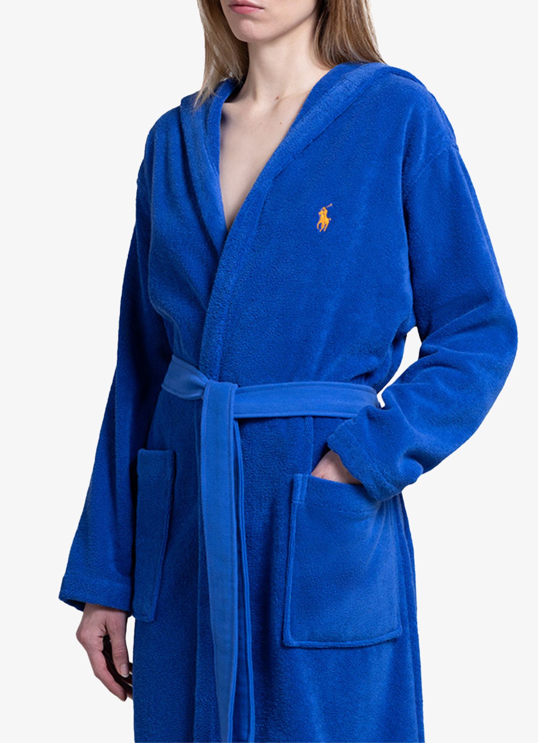 Ralph Lauren Polo Player badjas - unisex - detail 5 kobaltblauw