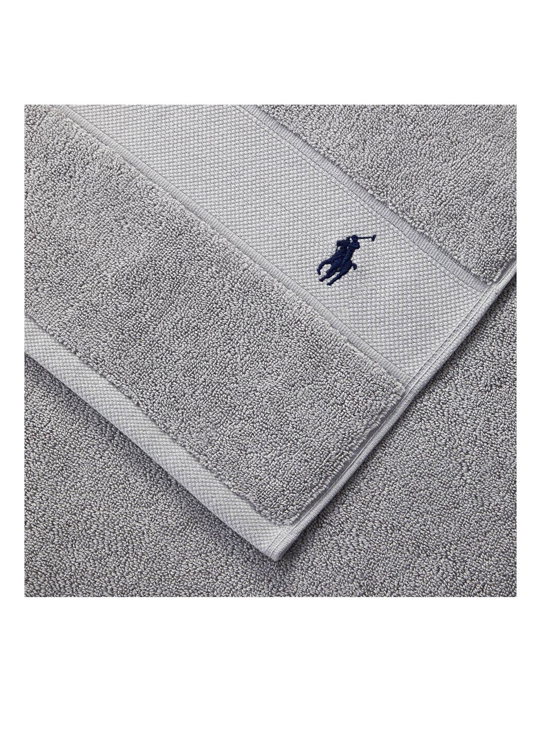 Ralph Lauren Polo Player gastendoek - 600 gr/m2 - 33 x 33 cm - voorkant 3 lichtgrijs