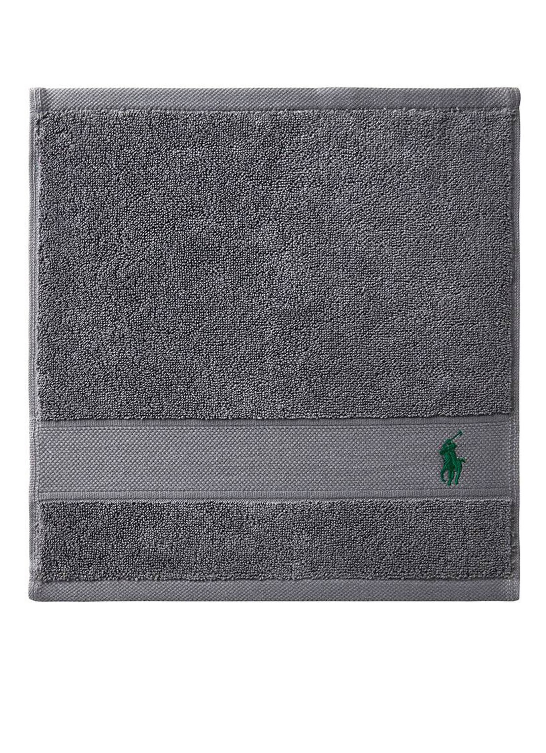 Ralph Lauren Polo Player gastendoek - 600 gr/m2 - 33 x 33 cm - voorkant 3 donkergrijs