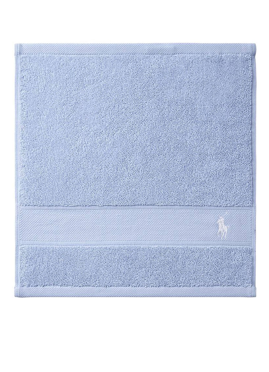Ralph Lauren Polo Player gastendoek - 600 gr/m2 - 33 x 33 cm - voorkant 3 lichtblauw