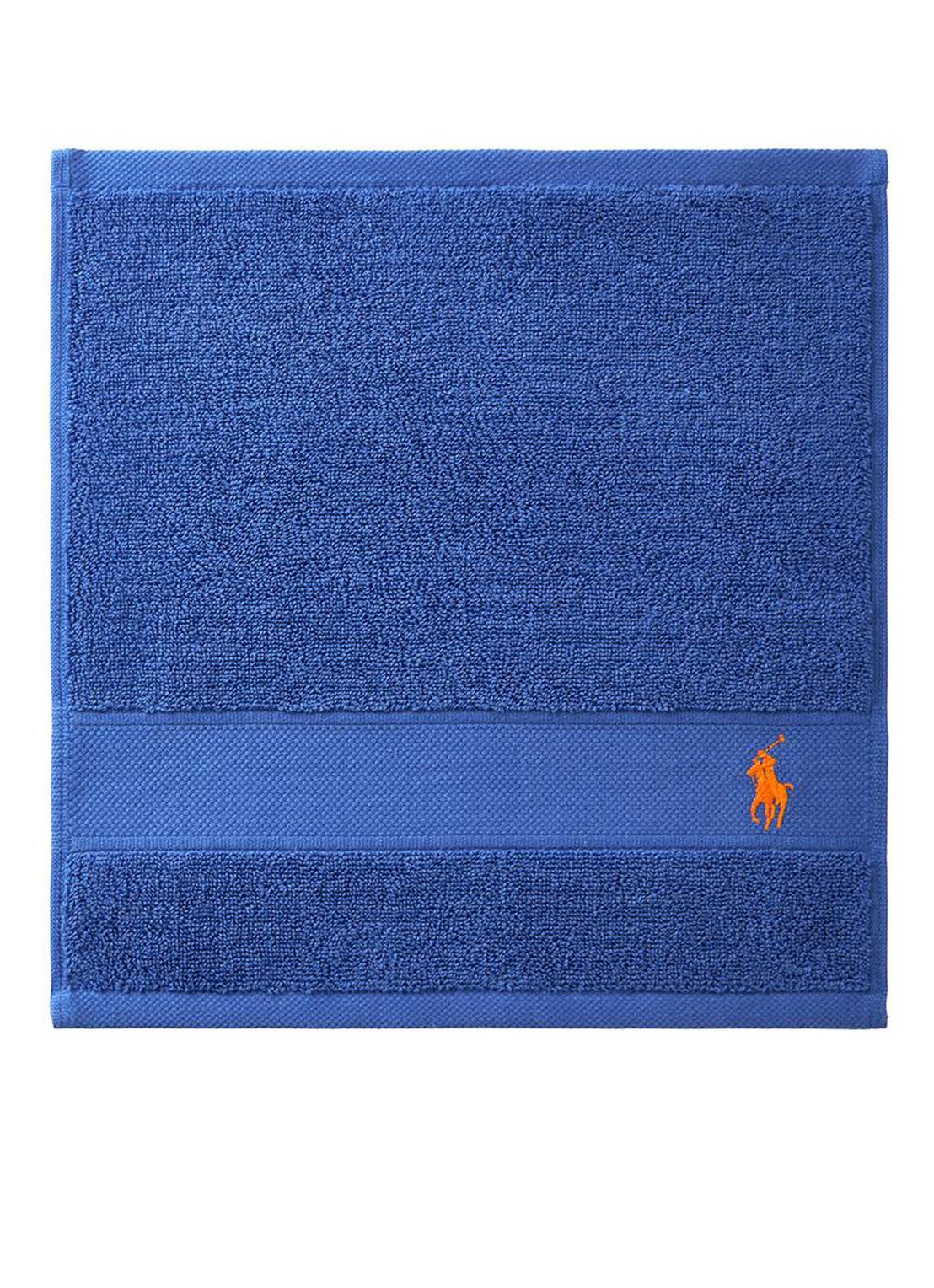 Ralph Lauren Polo Player gastendoek - 600 gr/m2 - 33 x 33 cm - voorkant 3 kobaltblauw