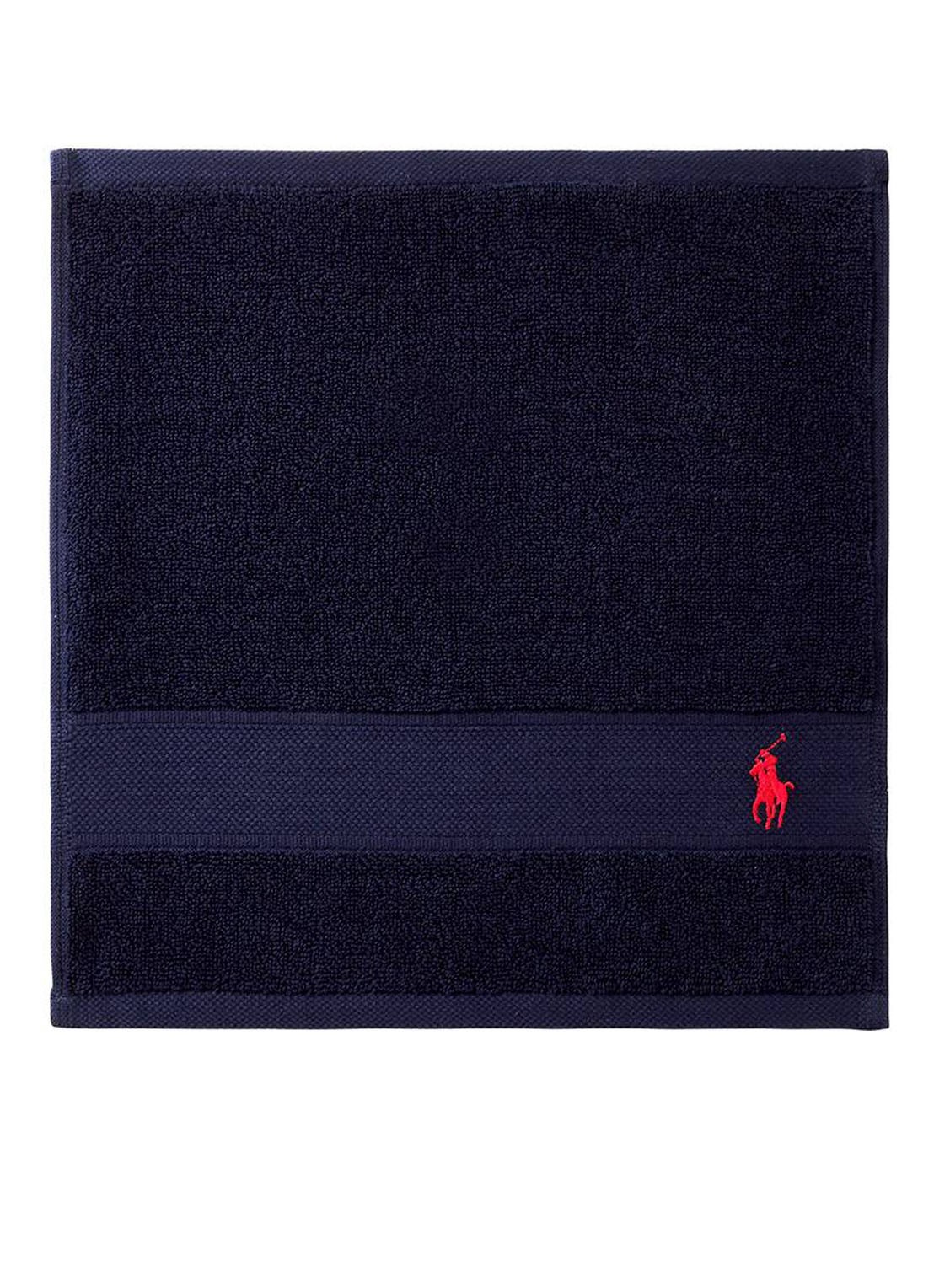 Ralph Lauren Polo Player gastendoek - 600 gr/m2 - 33 x 33 cm - voorkant 2 donkerblauw