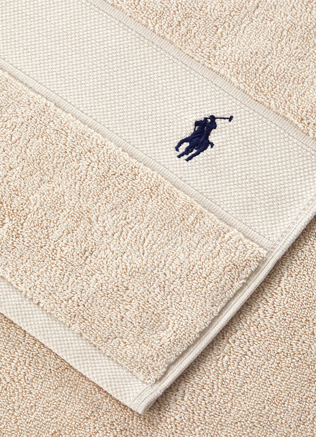 Ralph Lauren Polo Player gastendoek - 600 gr/m2 - 33 x 33 cm - voorkant 2 beige