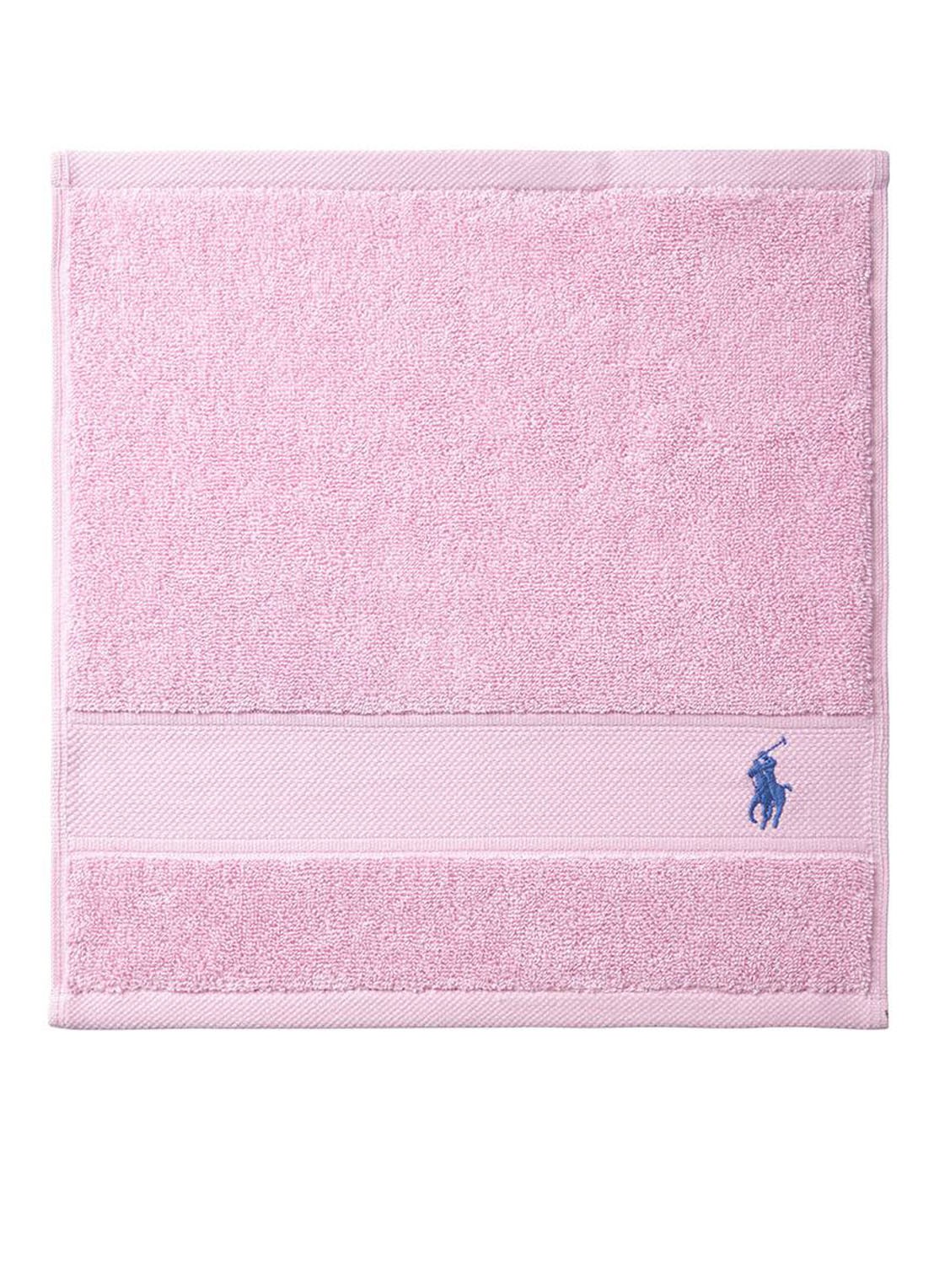 Ralph Lauren Polo Player gastendoek - 600 gr/m2 - 33 x 33 cm - voorkant lichtroze