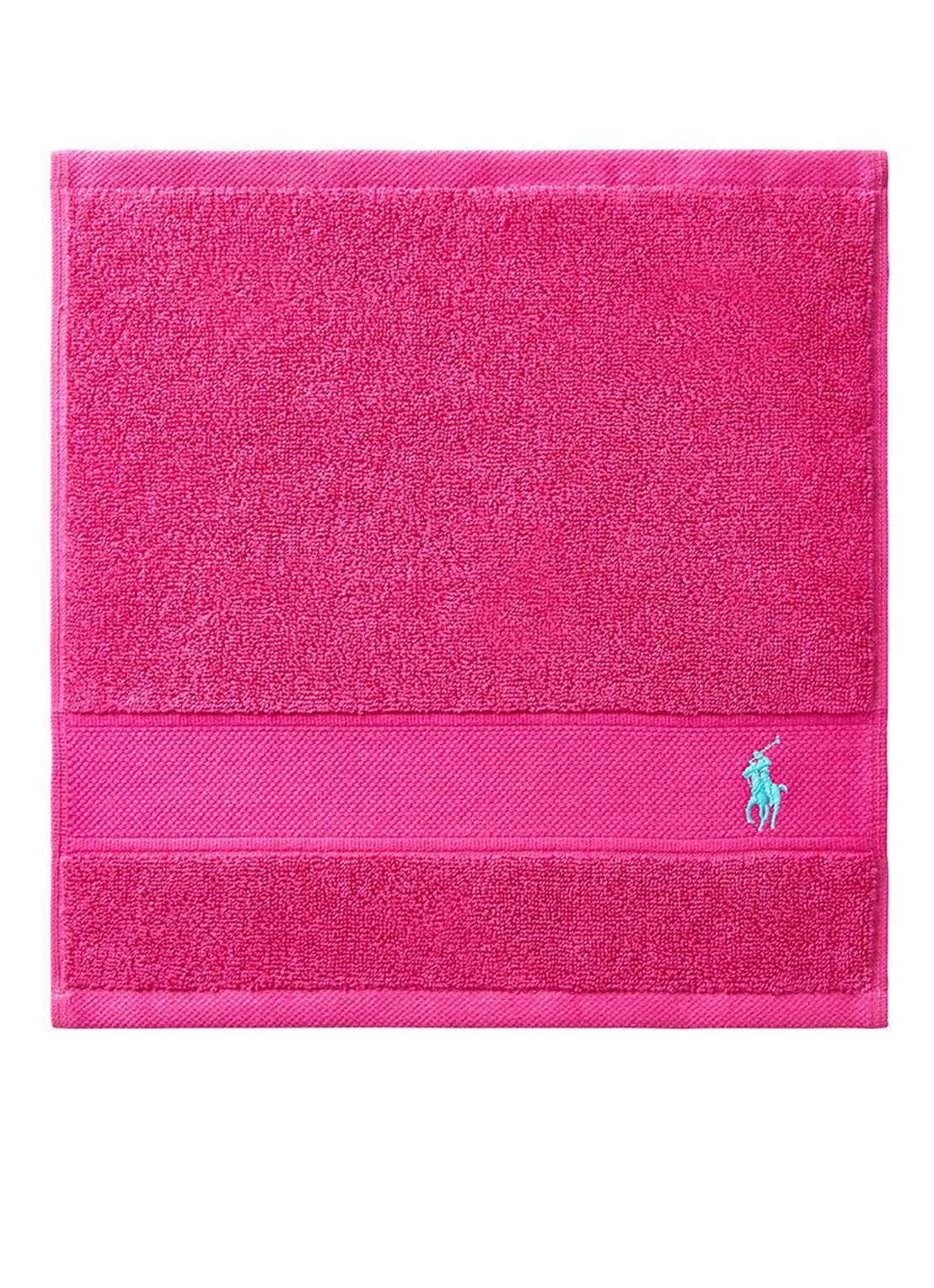 Ralph Lauren Polo Player gastendoek - 600 gr/m2 - 33 x 33 cm - voorkant 3 fuchsia