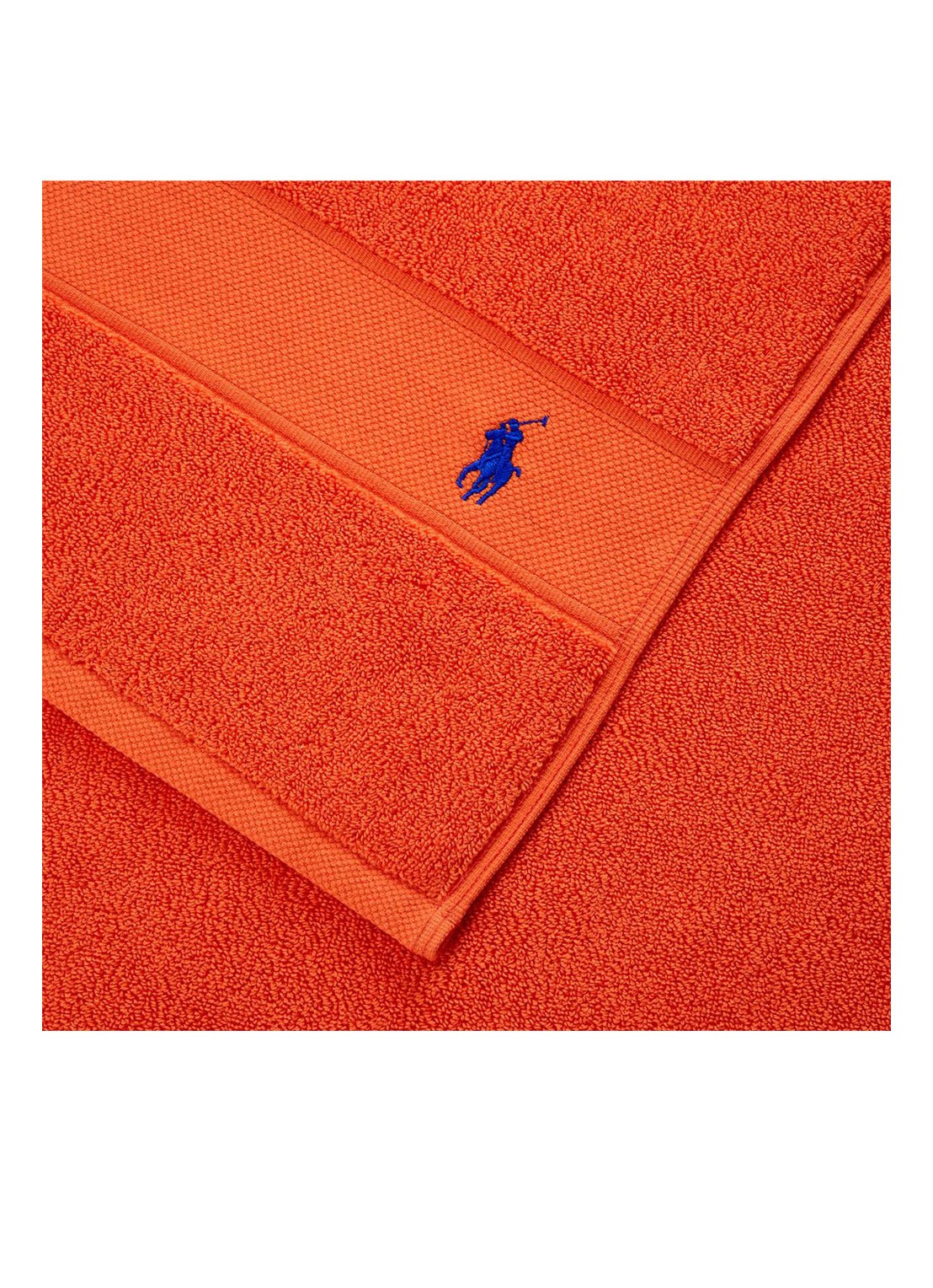 Ralph Lauren Polo Player gastendoek - 600 gr/m2 - 33 x 33 cm - voorkant 2 orange