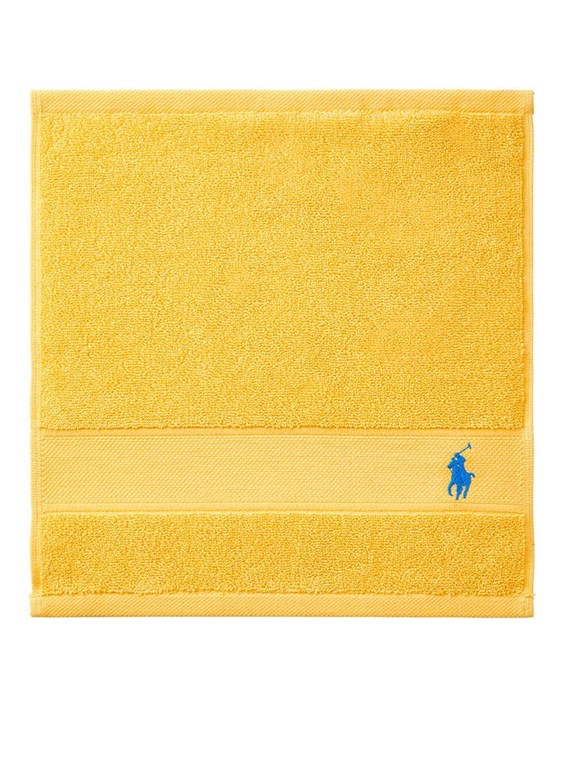 Ralph Lauren Polo Player gastendoek - 600 gr/m2 - 33 x 33 cm - voorkant 3 geel