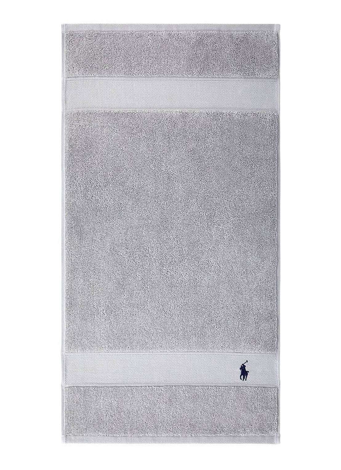 Ralph Lauren Polo Player gastendoek - 600 gr/m2 - 40 x 75 cm - voorkant 2 lichtgrijs