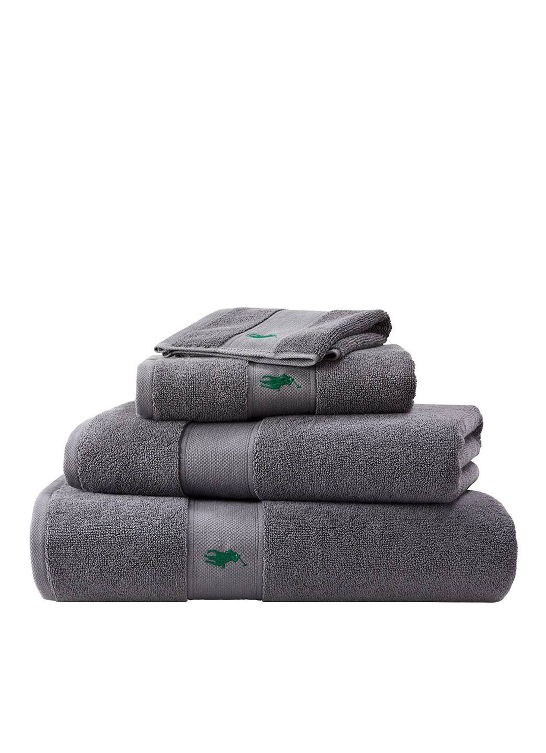 Ralph Lauren Polo Player gastendoek - 600 gr/m2 - 40 x 75 cm - detail 4 donkergrijs